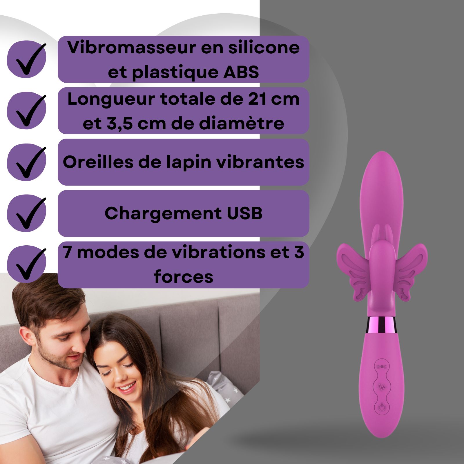 Lovelyness - Vibromasseur avec oreilles de lapin "Farfalla" 1 pc(s) -  Farmaline