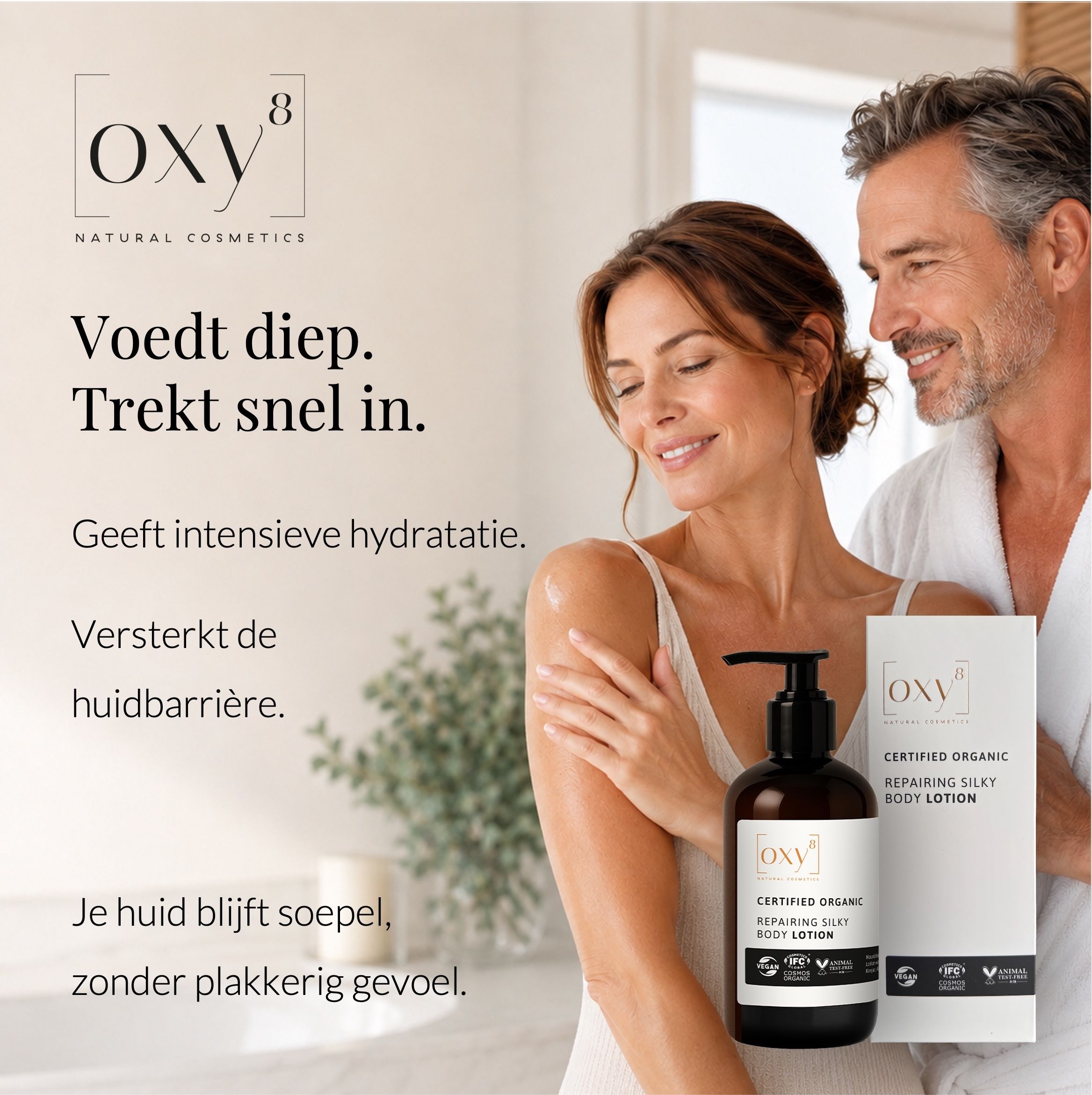 Man en vrouw, vrouw raakt haar arm aan