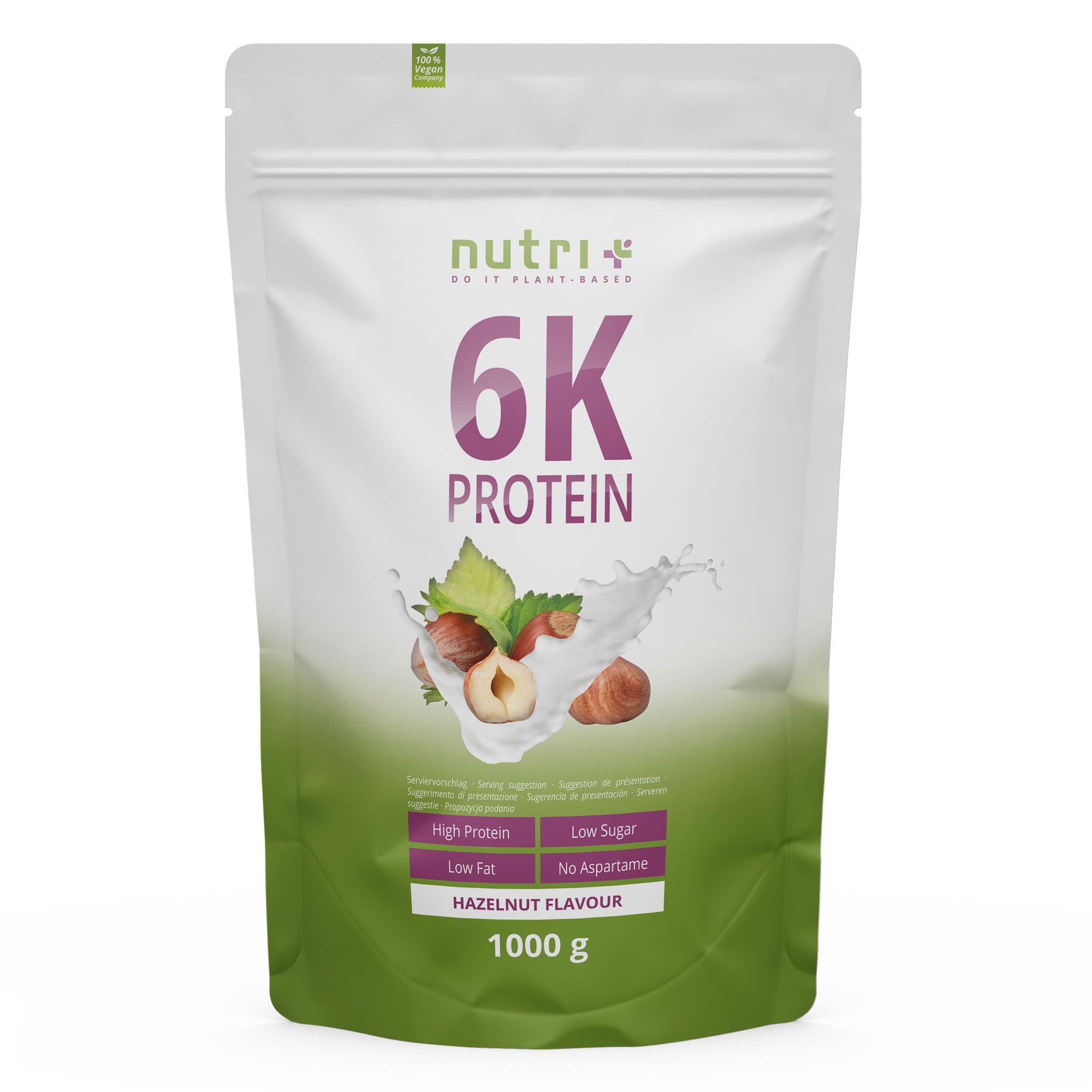 nutri+ 6K Poudre de protéines 1kg - shake sans Whey