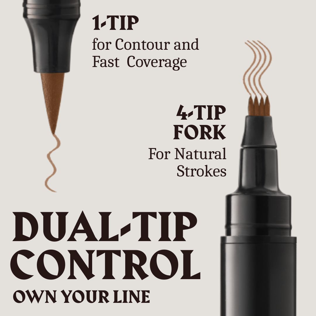 Deux embouts du stylo pour barbe : une pointe fine et une pointe fourchue.
