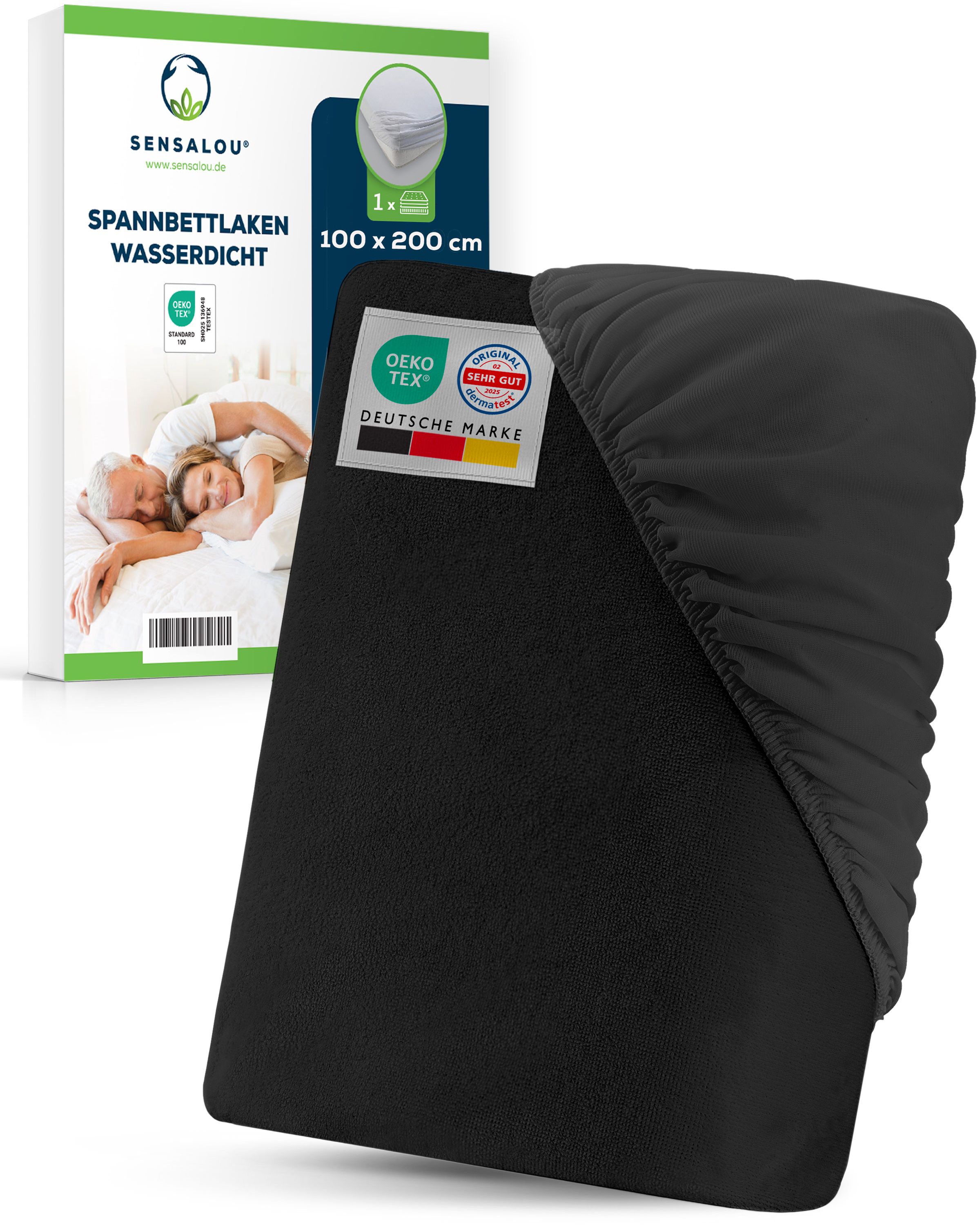 Sensalou drap-housse 100 x 200 en noir