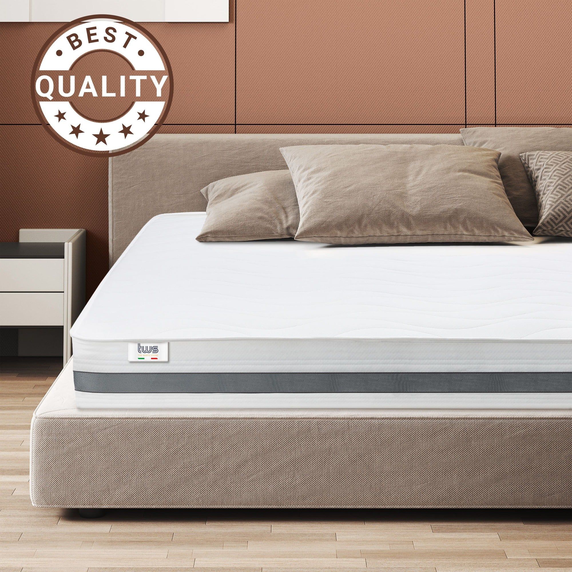 The White Stone Matras 90x190 cm Antibacterieel Schuim | Hoogte 25 cm | 3D Air Hypoallergeen Hoes