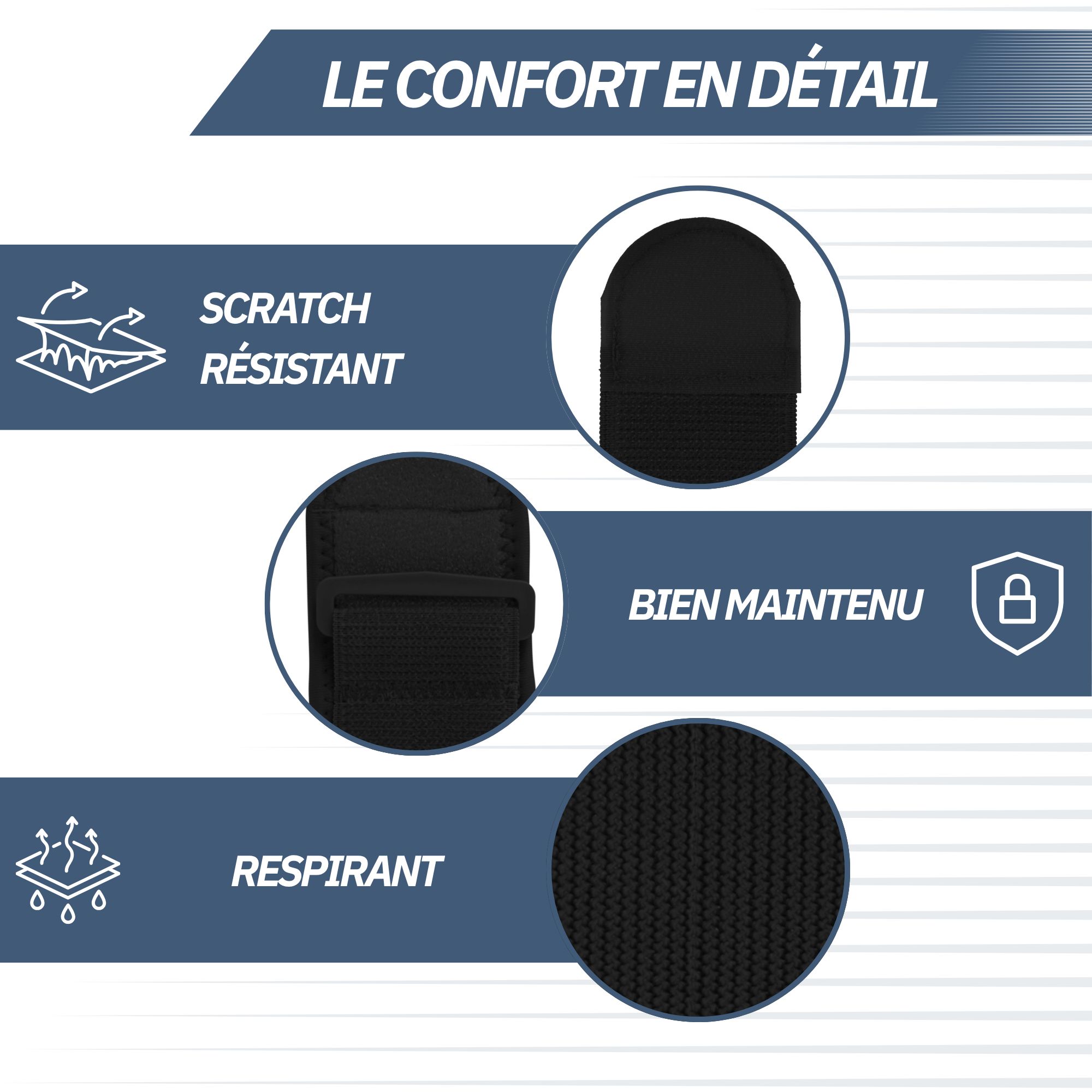Bandage de coude gris avec coussinet en gel, fermeture velcro réglable et tissu respirant.