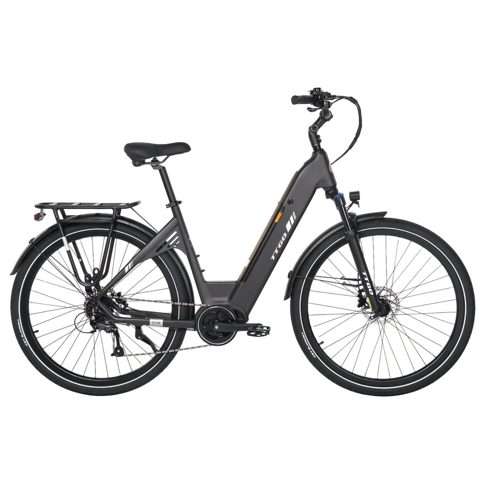 TTGO C7 SE Vélo électrique, 36 V 18 Ah, grande autonomie, avec moteur central Bafang