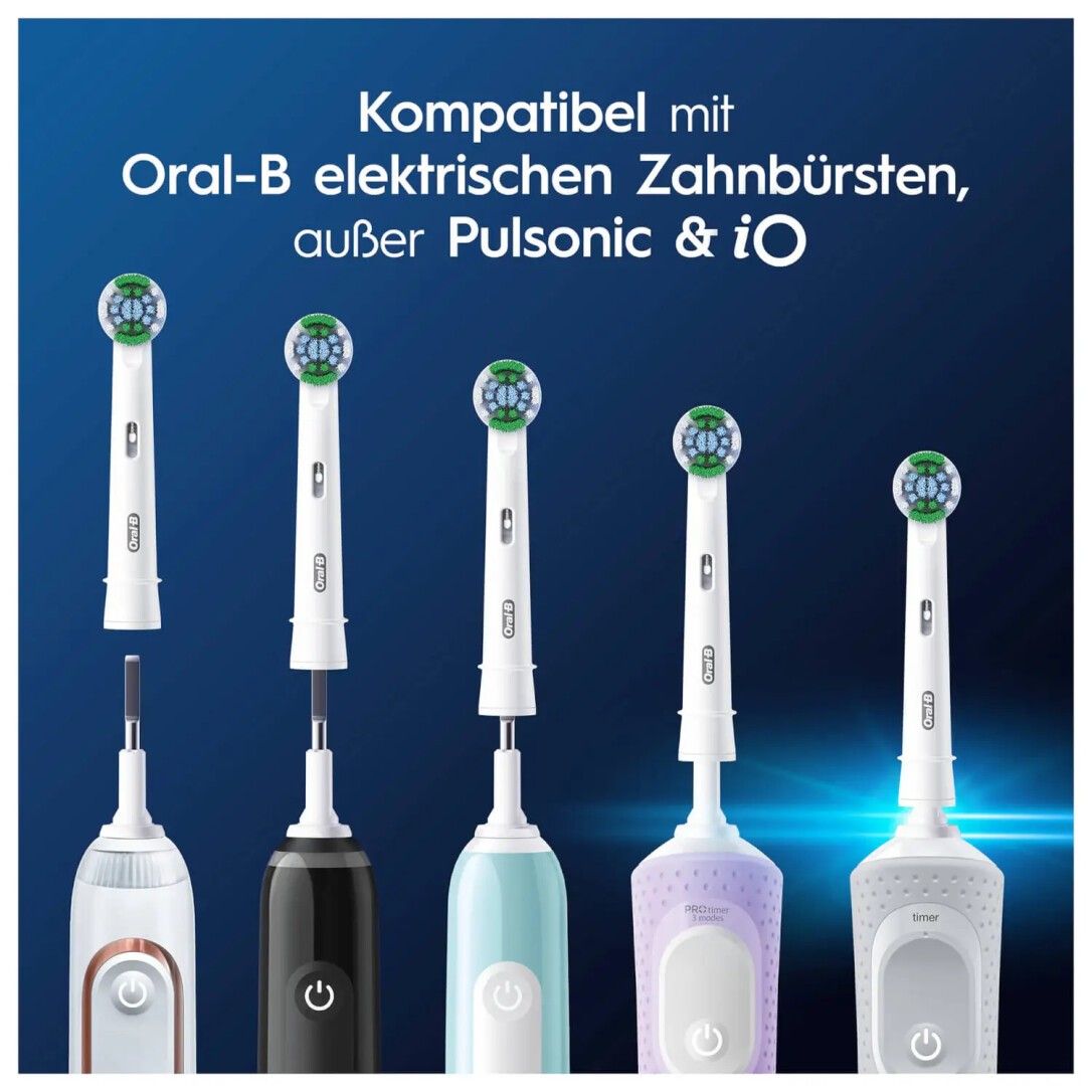 Têtes de brosse à dents et brosses à dents électriques. Compatible avec Oral-B, sauf Pulsonic & iO. Différents modèles.