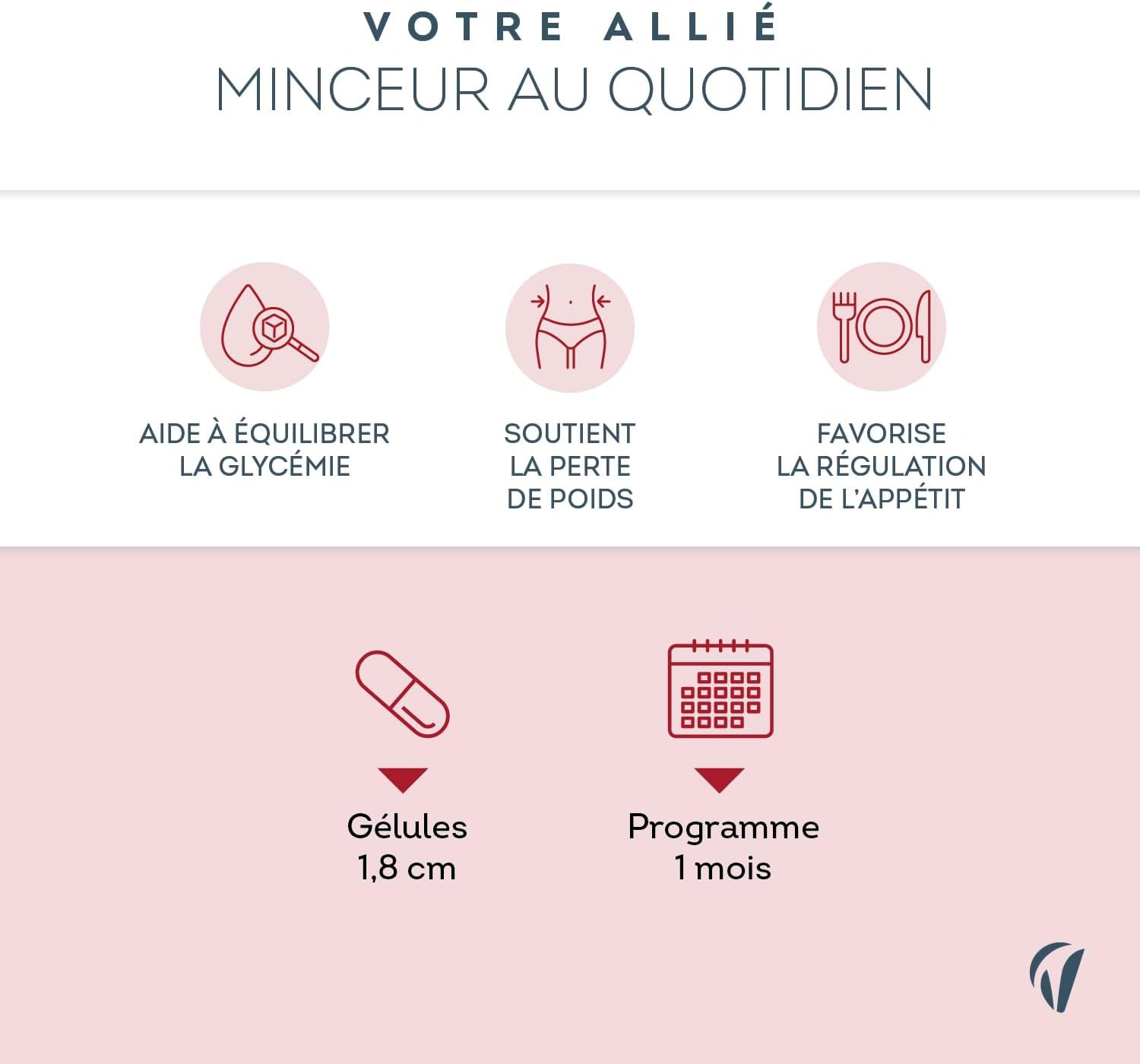 Gélule (1,8 cm) pour aider à l'équilibre glycémique, la perte de poids et la régulation de l'appétit.