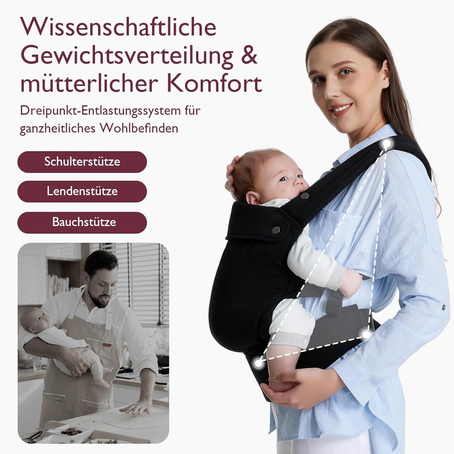 Momcozy Porte-bébé – Léger et respirant noir