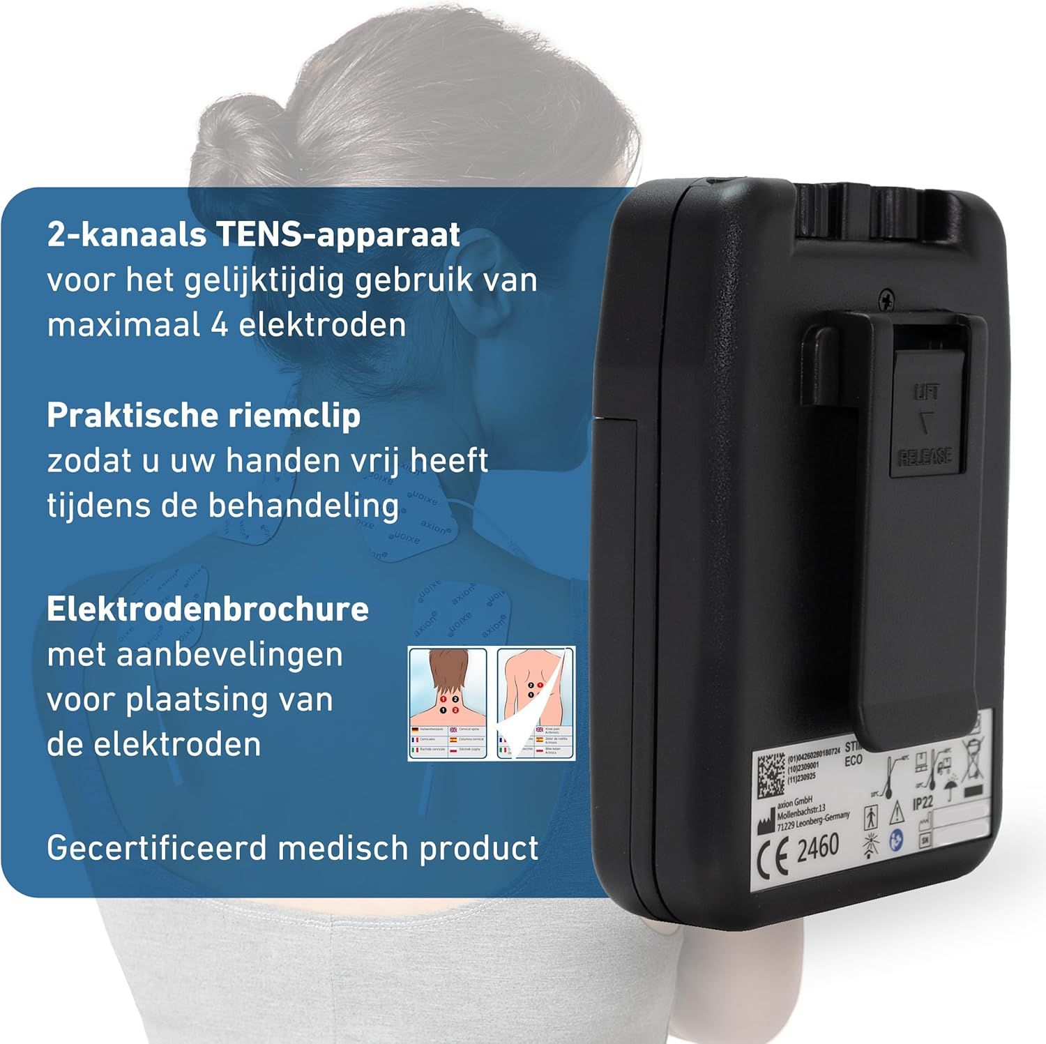 axion® STIM-PRO ECO TENS-apparaat voor pijntherapie