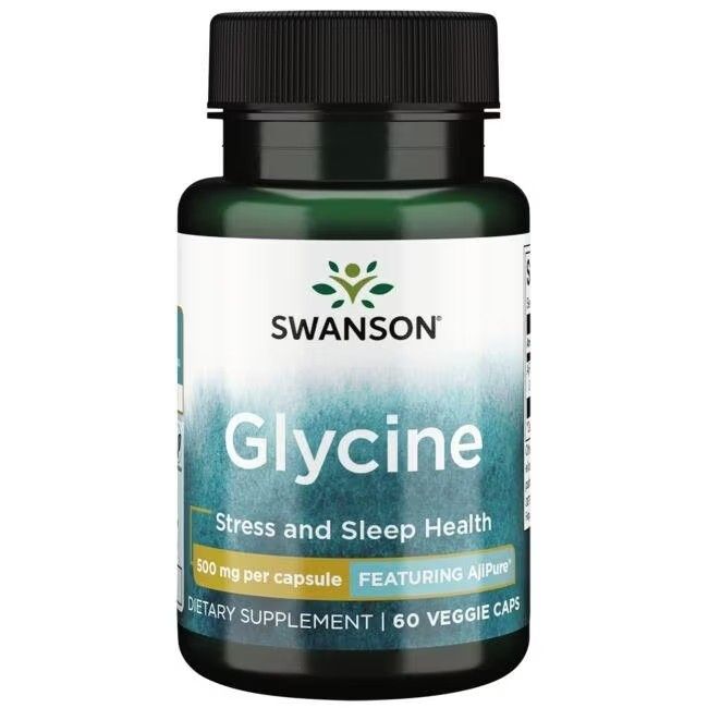 Gélules de Glycine Swanson, 500 mg par gélule, 60 gélules végétales.