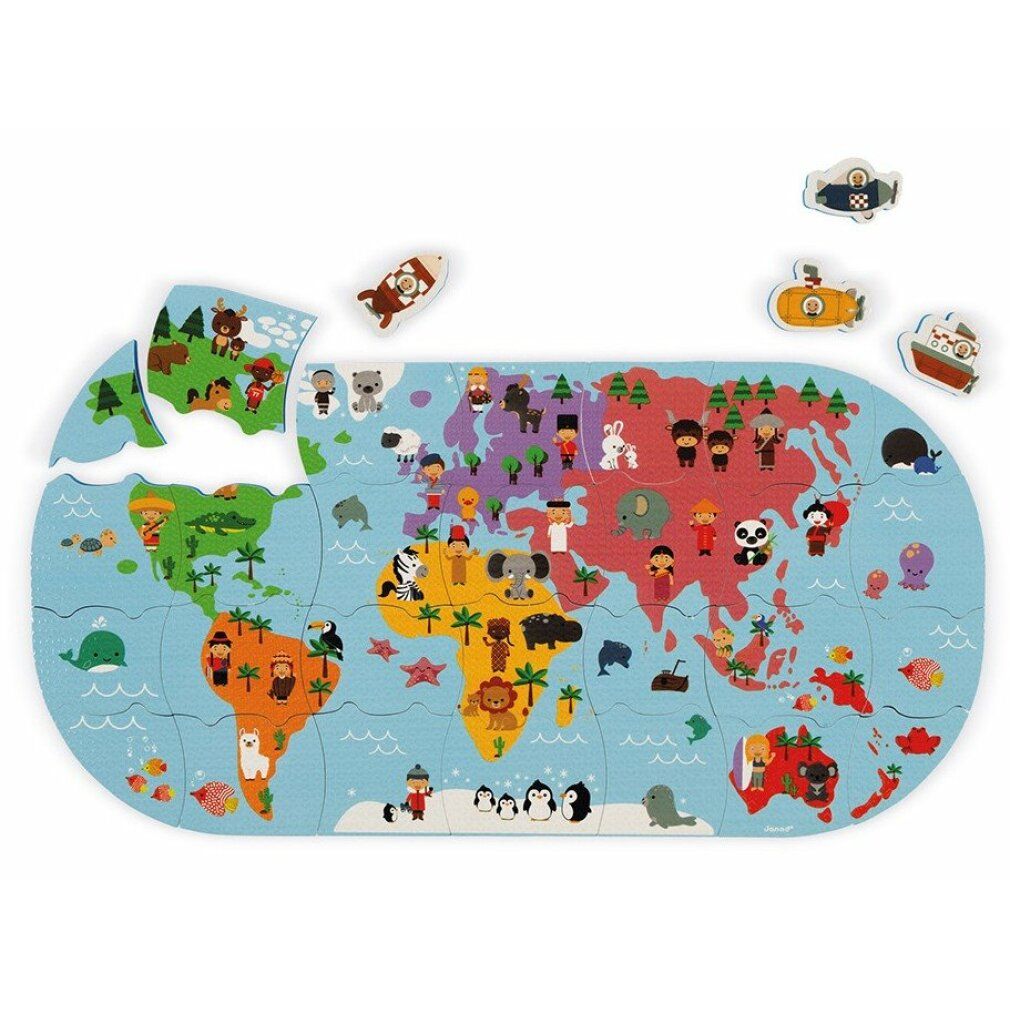 janon Salle de bains Puzzle World Map 28 Pièces