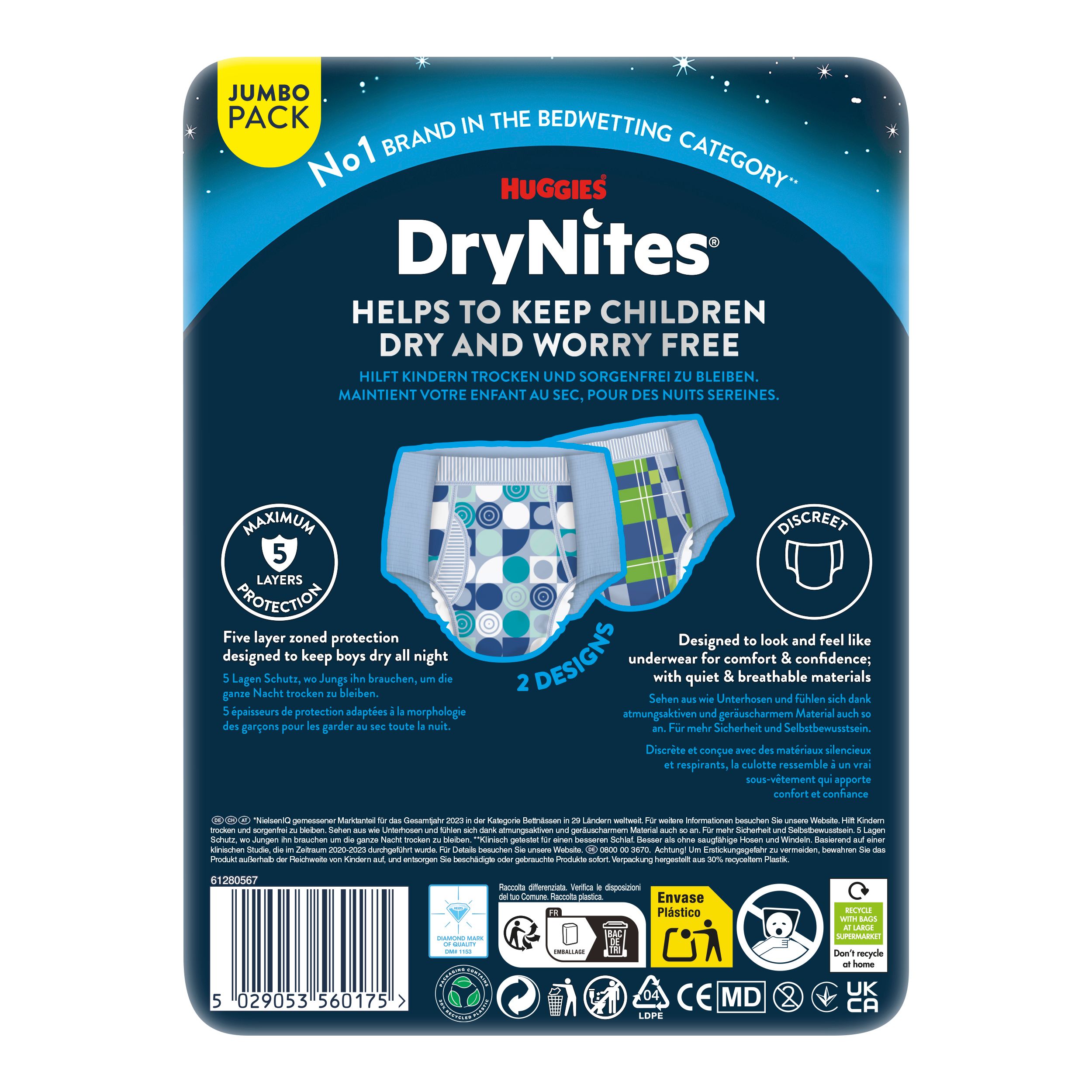 DryNites Culottes de Nuit pour Garçons 8-13 ans