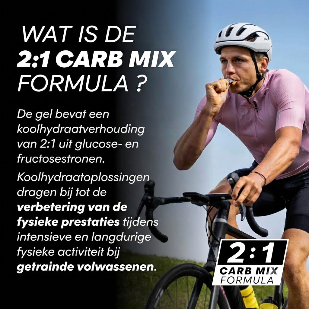 Uitleg van de 2:1 Carb Mix formule voor PowerBar PowerGel Hydro met een fietser.