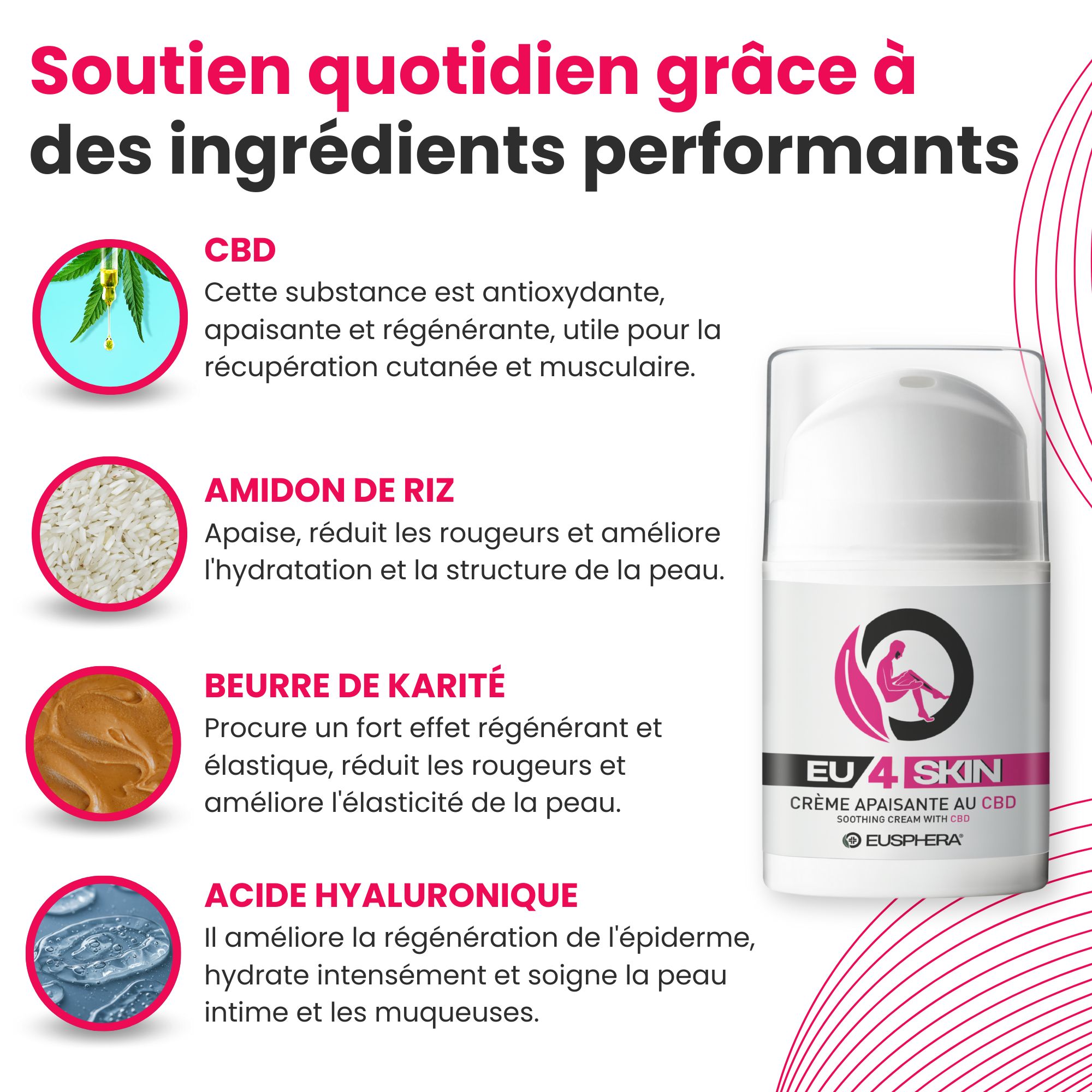 Crème apaisante au CBD pour l'acné, l'eczéma et le psoriasis | EU4DERMA - Eusphera