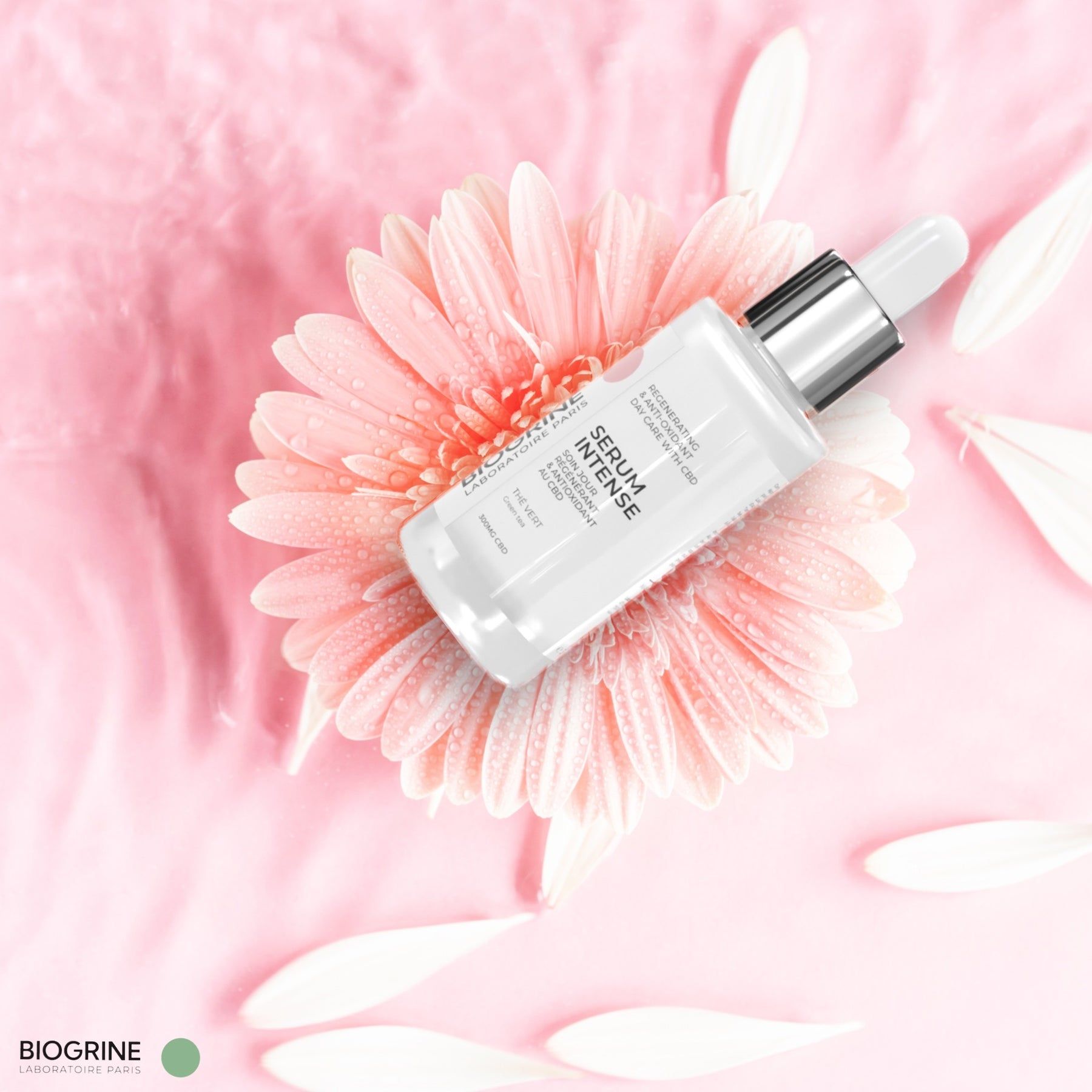 BIOGRINE "SÉRUM INTENSE" – Sérum CBD & Acide Hyaluronique, régénérant et antioxydant au thé vert