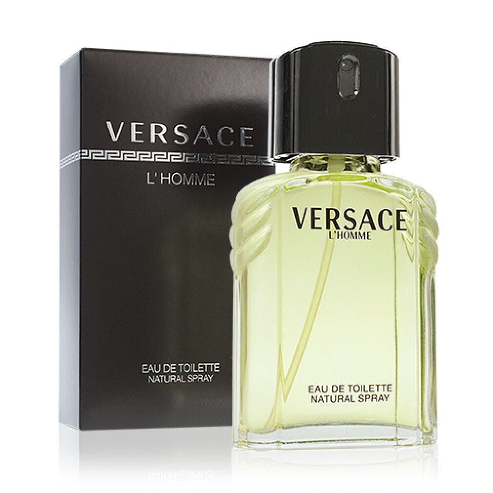 Flacon Versace L'Homme Eau de Toilette et boîte noire.
