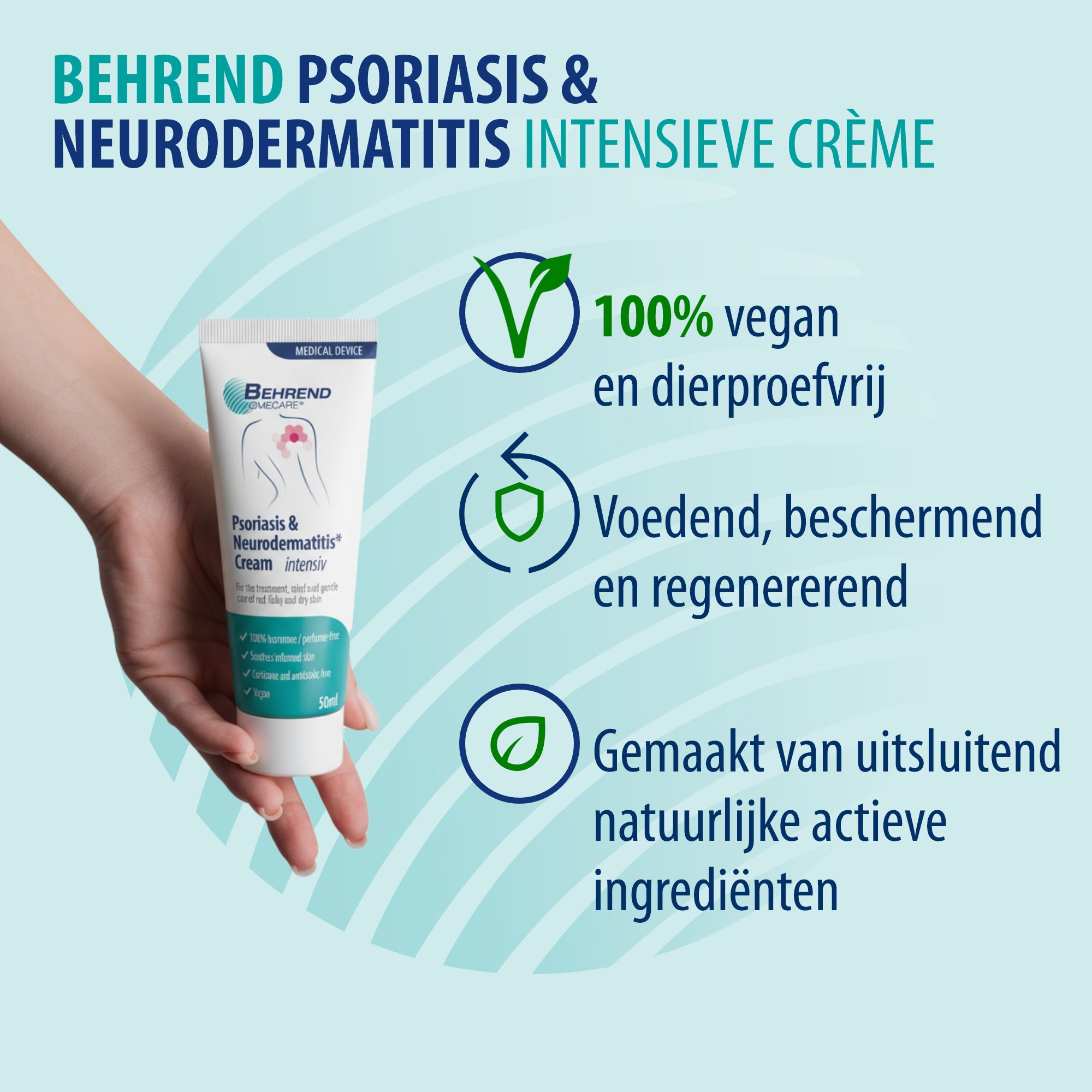 Crèmetube en doos Behrend Homecare. Medisch product. Voor rode, droge huid.
