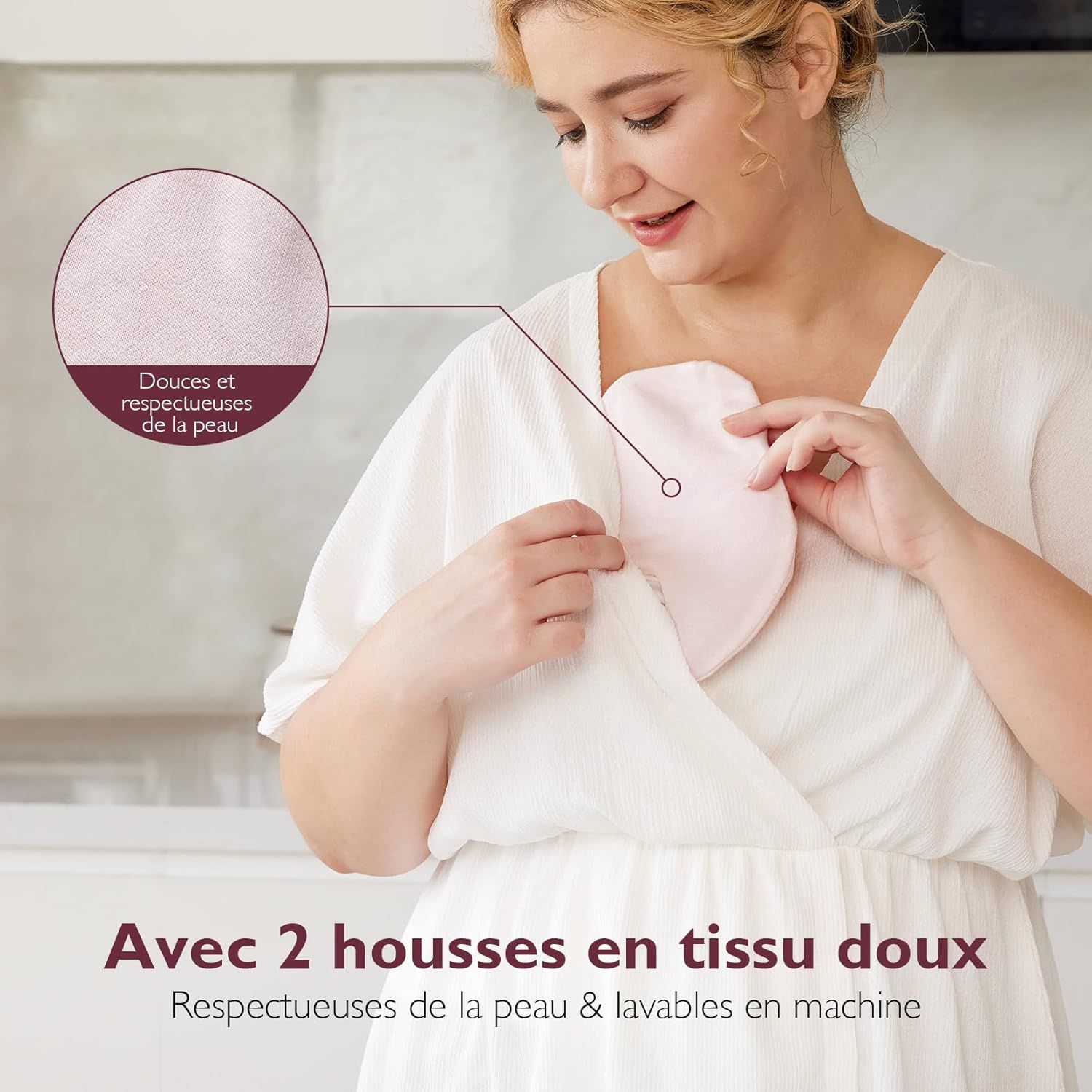 Deux housses douces en tissu respectueuses de la peau pour coussinets d'allaitement.