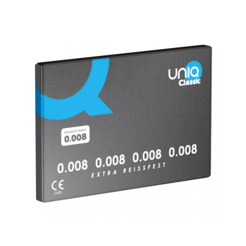 Boîte de préservatifs Uniq Classic, épaisseur 0.008 mm, extra résistante.