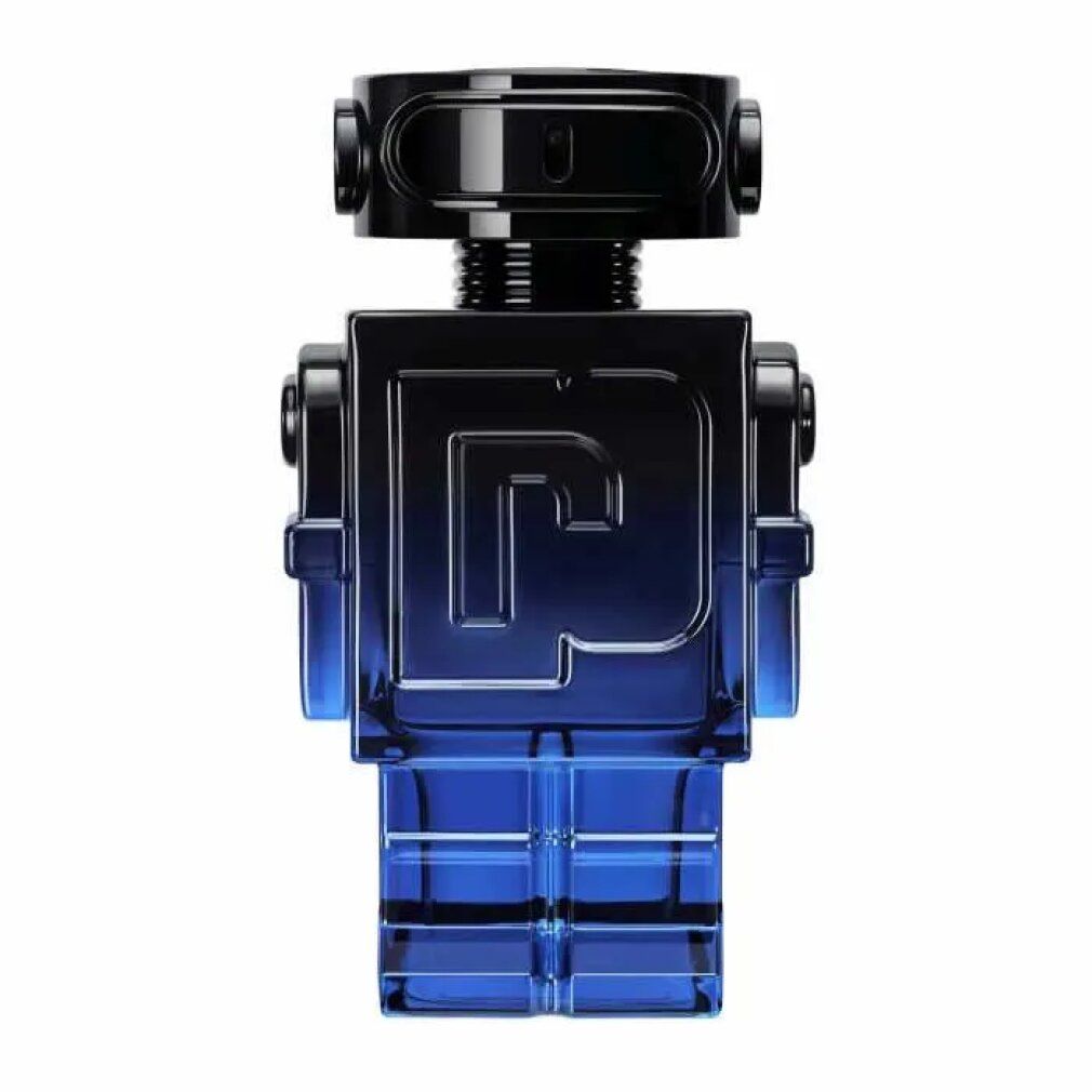 Paco Rabanne Phantom Intense Eau de Parfum Spray. Blauw-zwarte robotvormige flacon. Zwarte dop.