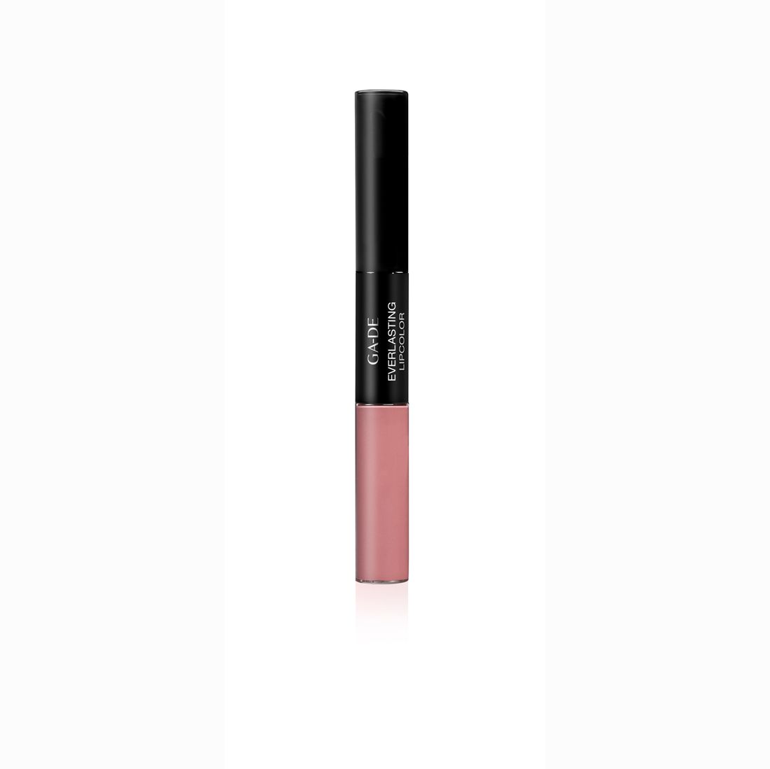 Ga-De Everlasting Lipcolor. Dubbele lippenstift, zwart en roze. Merklogo en productnaam zichtbaar.