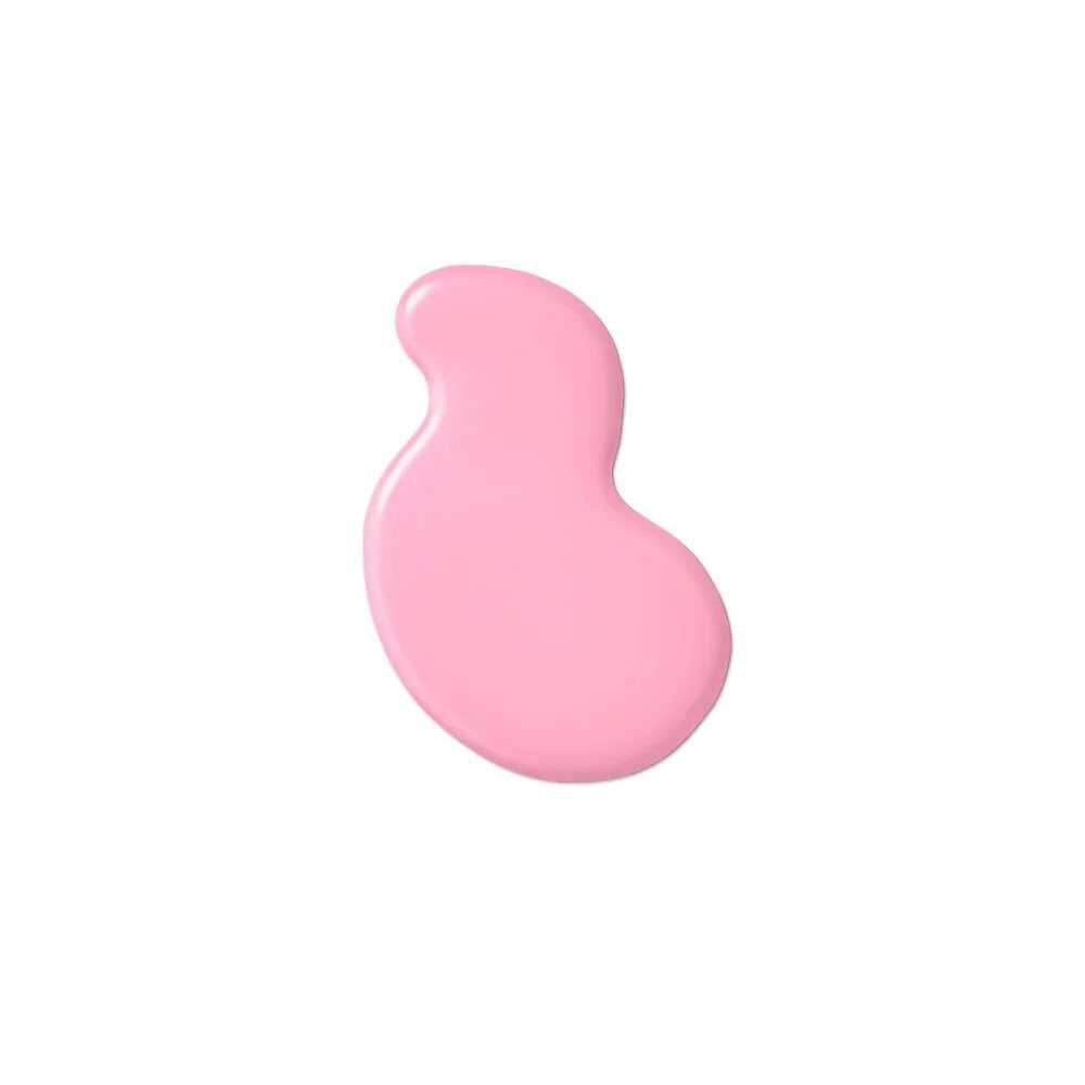 Roze nagellakdruppel op witte achtergrond. Onregelmatige, organische vorm.