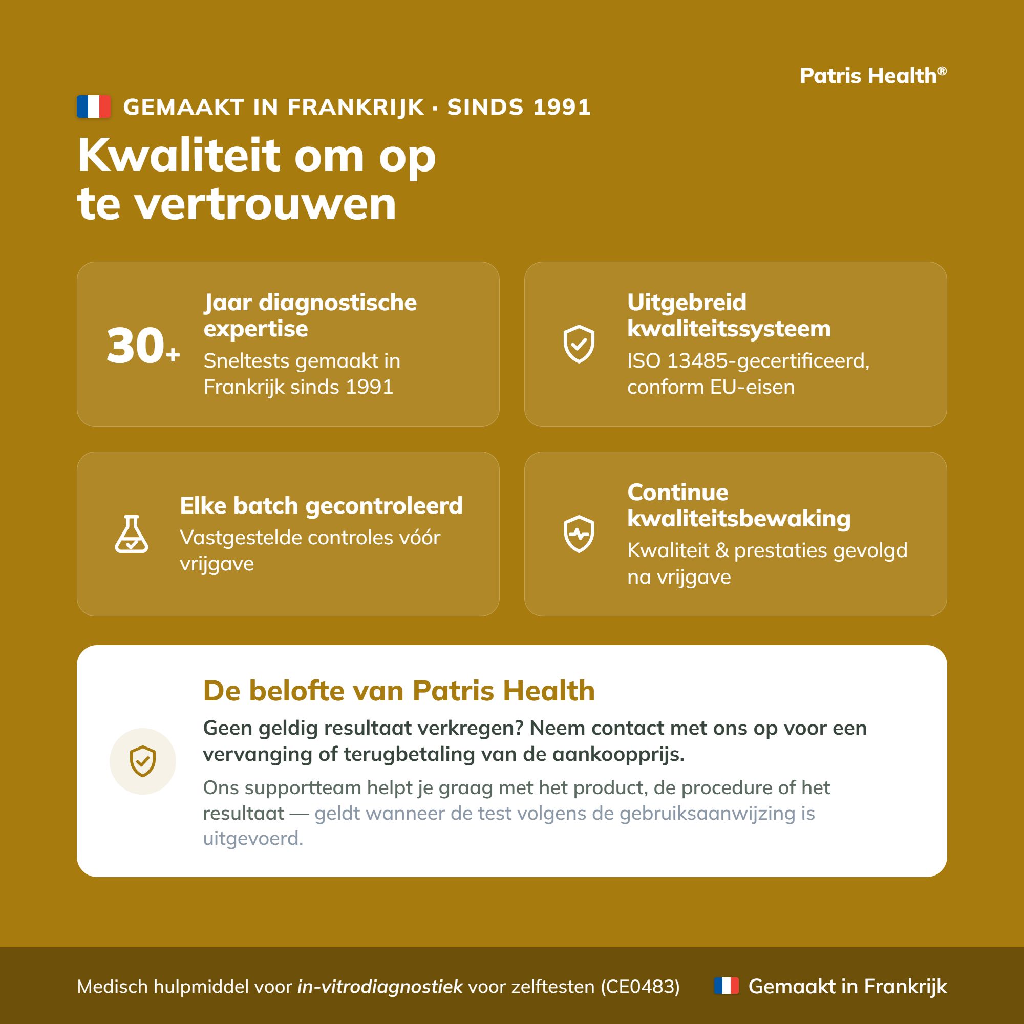 Hoe het werkt: Eenvoudig in 3 stappen. Bloeddruppel, verdunningsmiddel, resultaat aflezen.