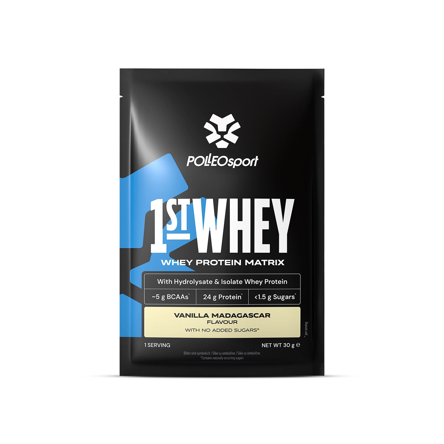 Polsport 1st Whey Protein Matrix sachet, Vanille Madagascar smaak, 30g.