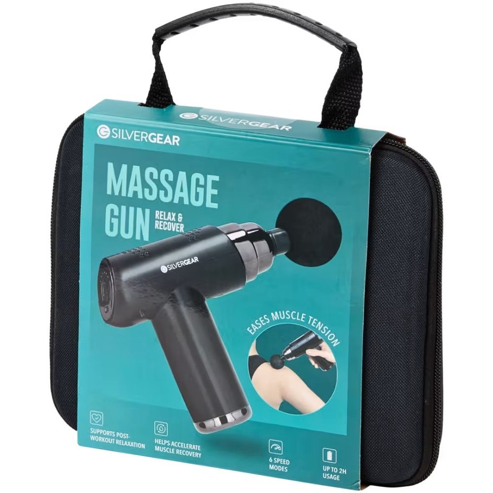 Silvergear Massage Gun Pro - Pistolet de massage avec 6 vitesses et 4 embouts
