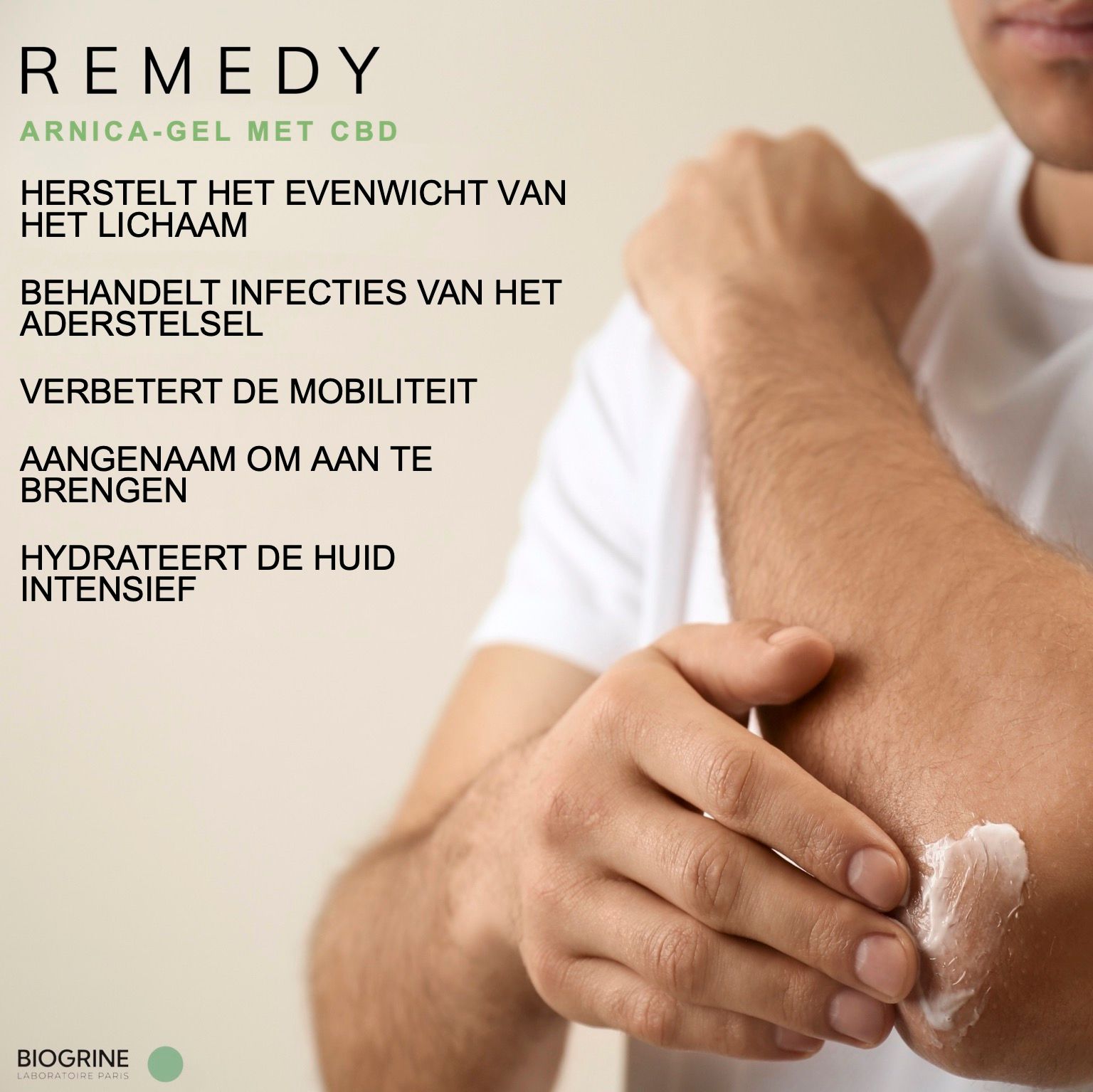 BIOGRINE "REMEDY" Arnica Gel met Biologische CBD, Kruidnagel & Cipres