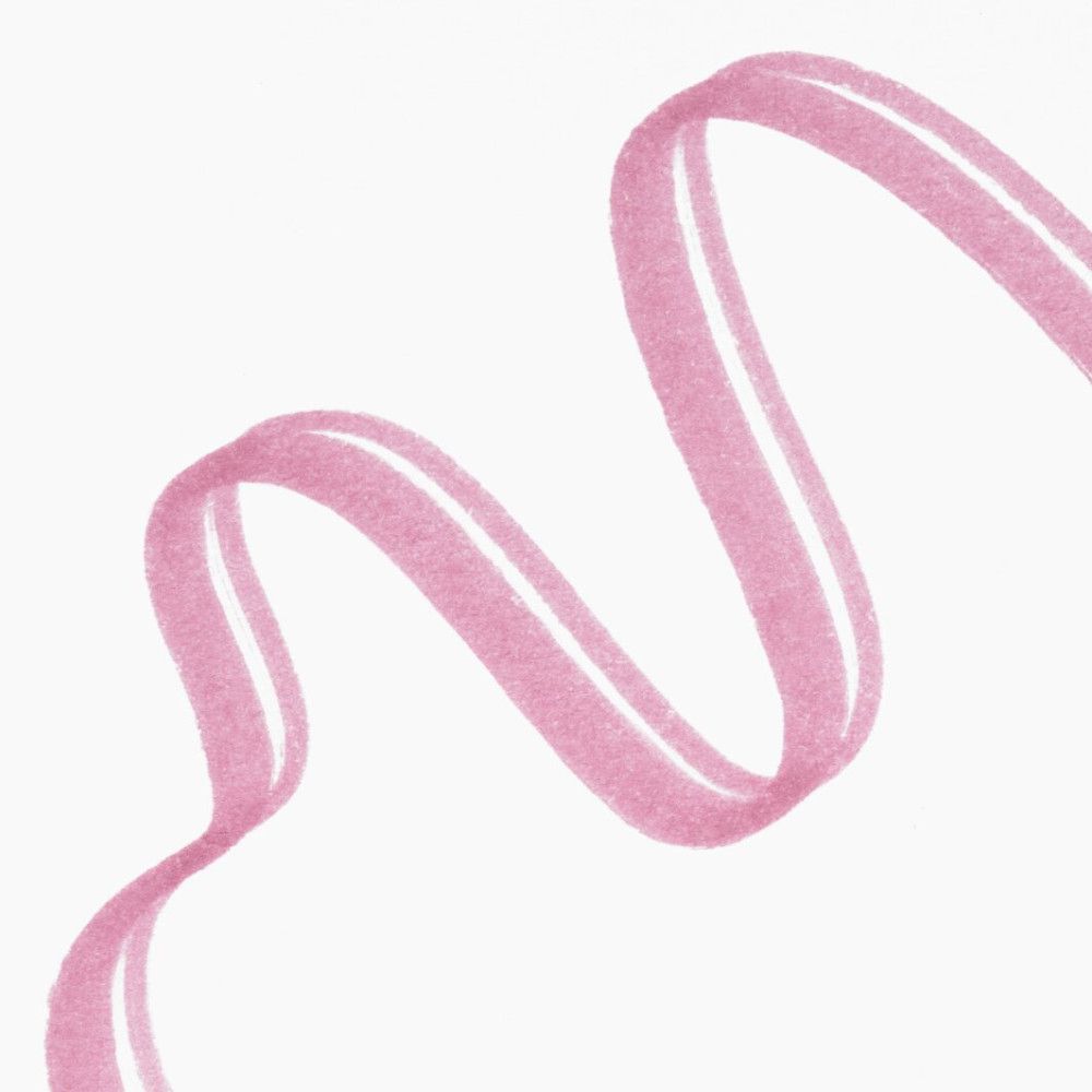 Een zachte, roze lintlijn op een witte achtergrond.