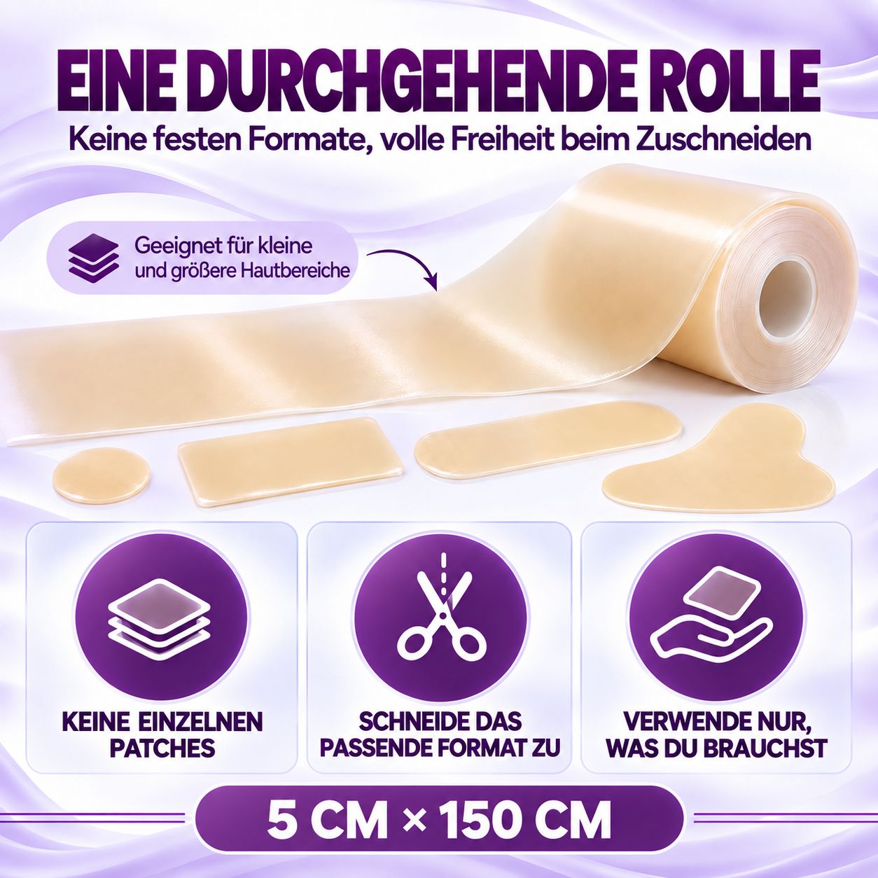 Rouleau hydrocolloïde : Pas de formats prédéfinis, liberté totale de découpe.