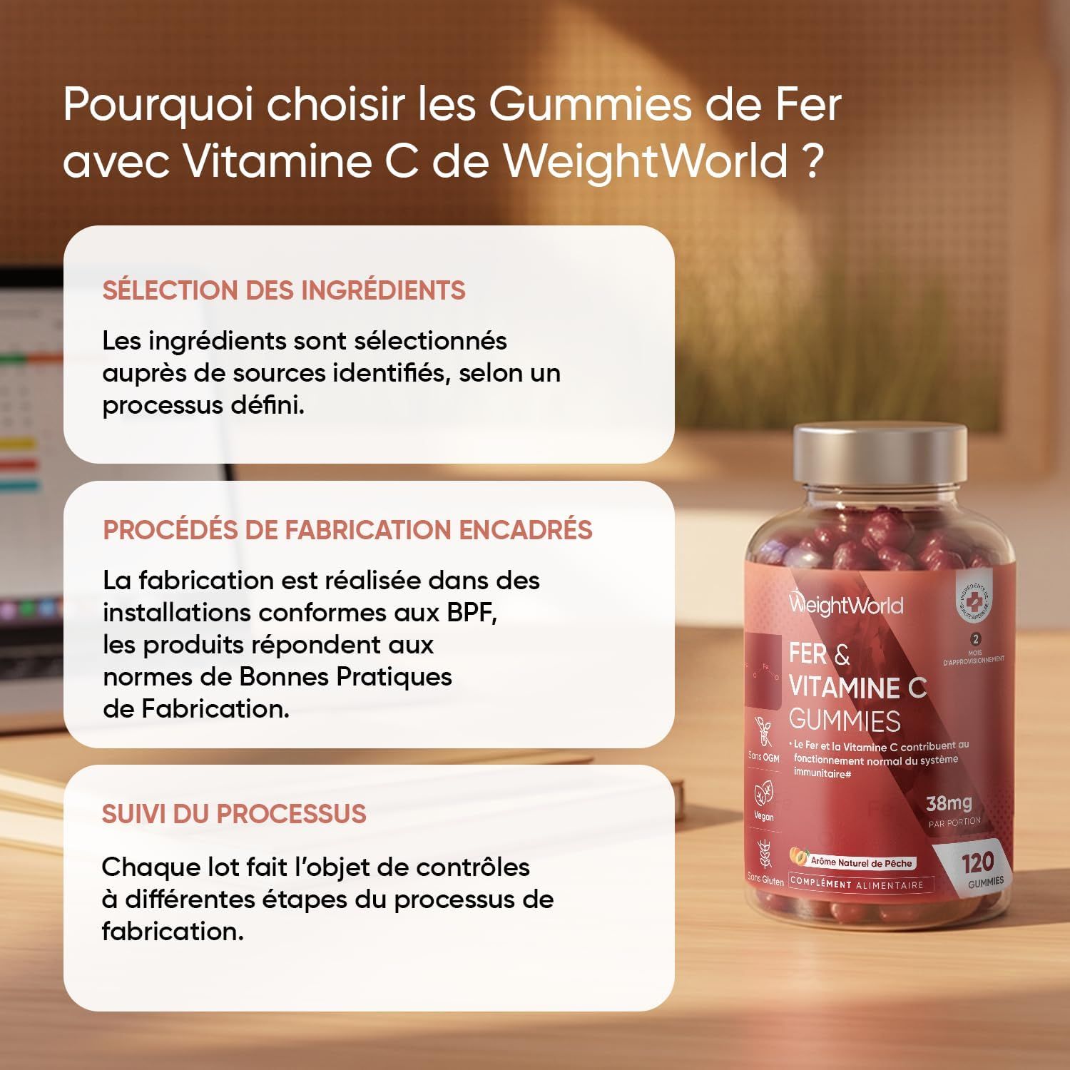 Gummies WeightWorld Fer & Vitamine C, avantages et ingrédients.