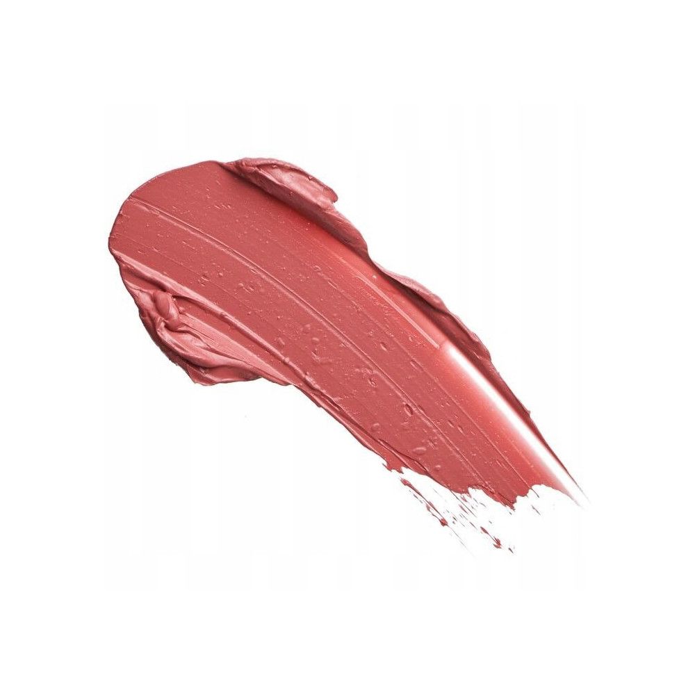 Échantillon de couleur d'un rouge à lèvres rouge. Le rouge à lèvres est appliqué et étalé.