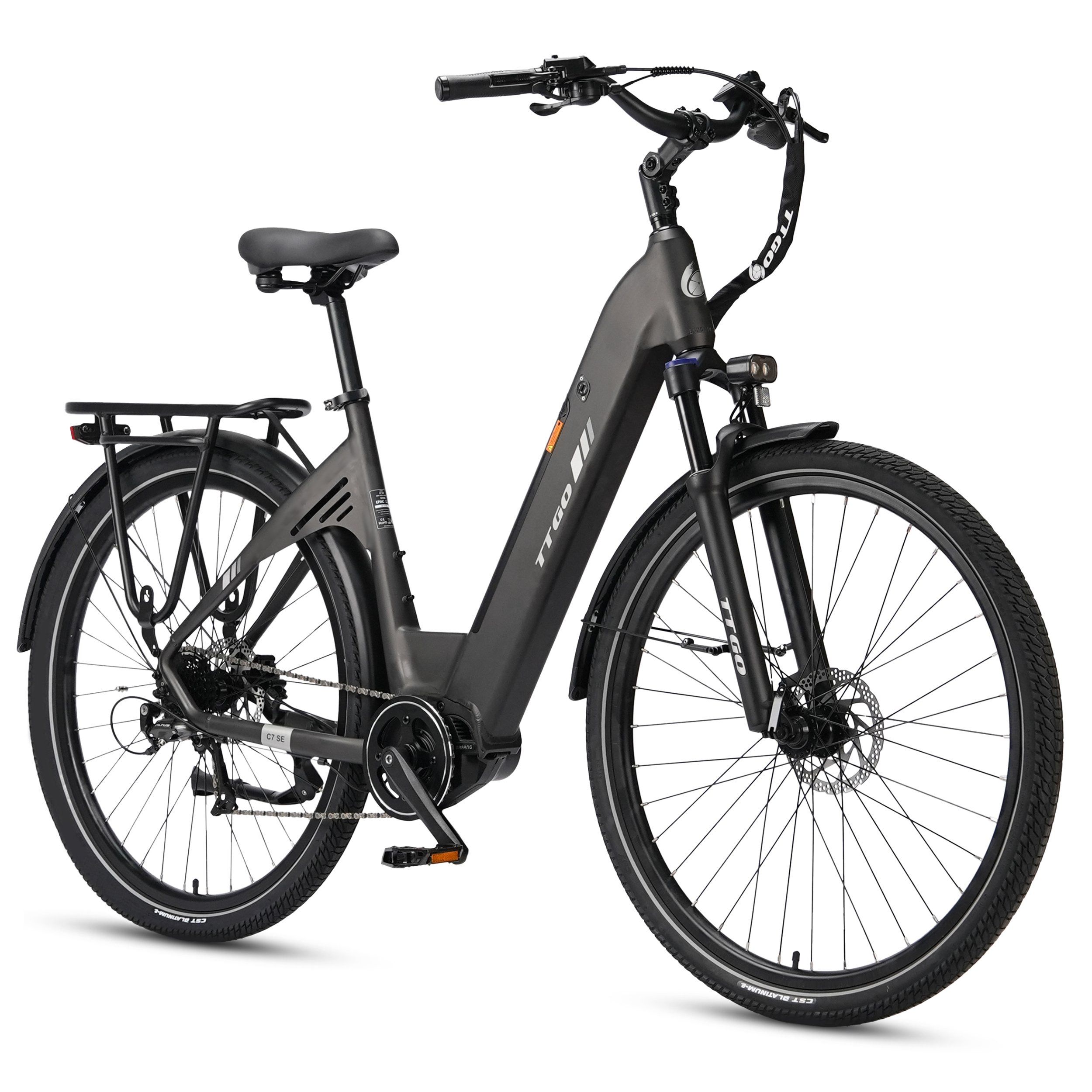 TTGO C7 SE Vélo électrique, 36 V 18 Ah, grande autonomie, avec moteur central Bafang