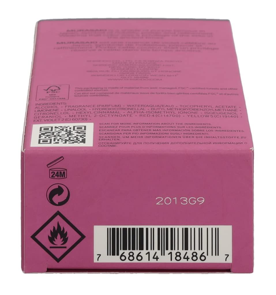 Onderkant van de roze verpakking. Waarschuwingssymbolen. Batchcode en houdbaarheid. FSC-logo.