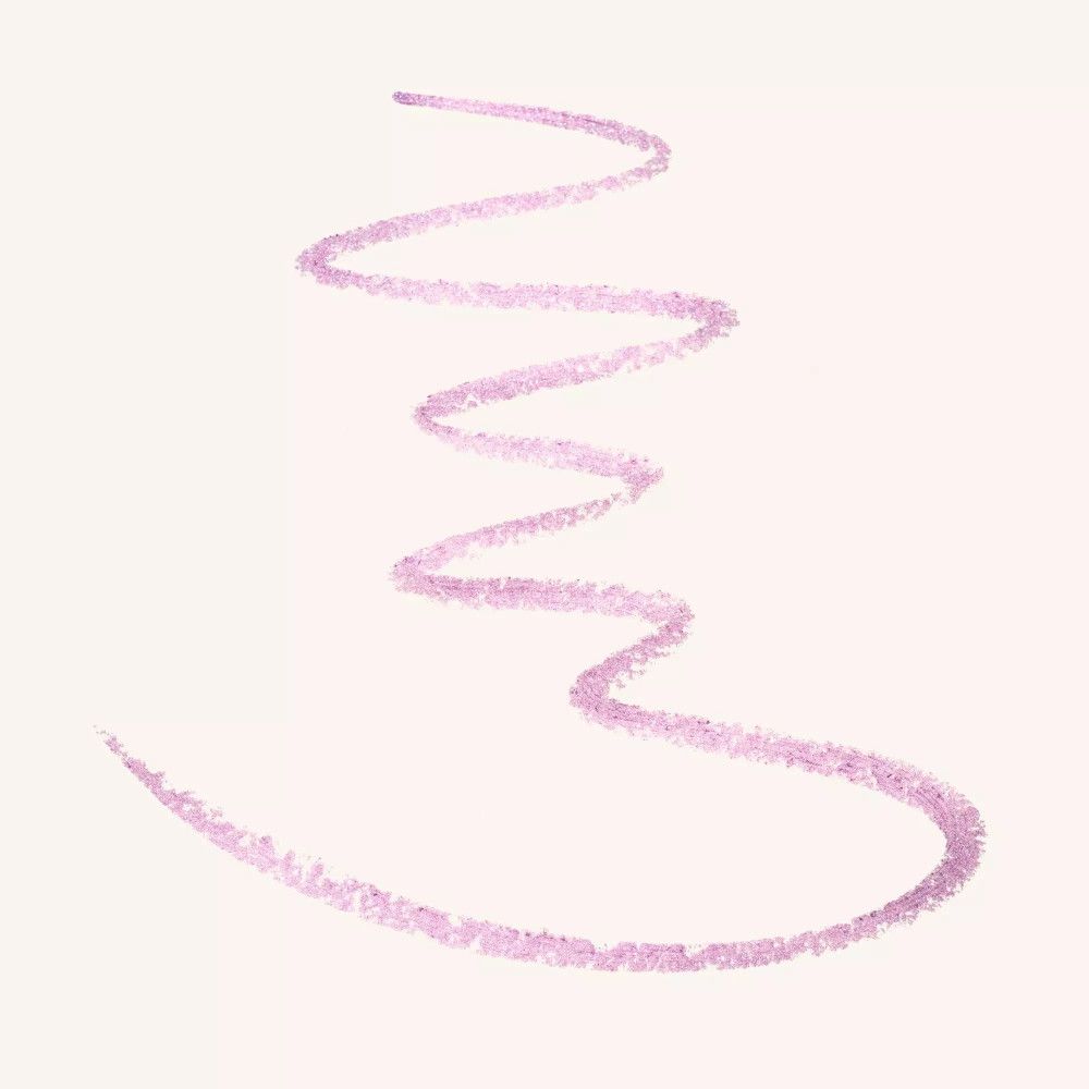 Trait violet sur fond clair. Texture du stick de fard à paupières.