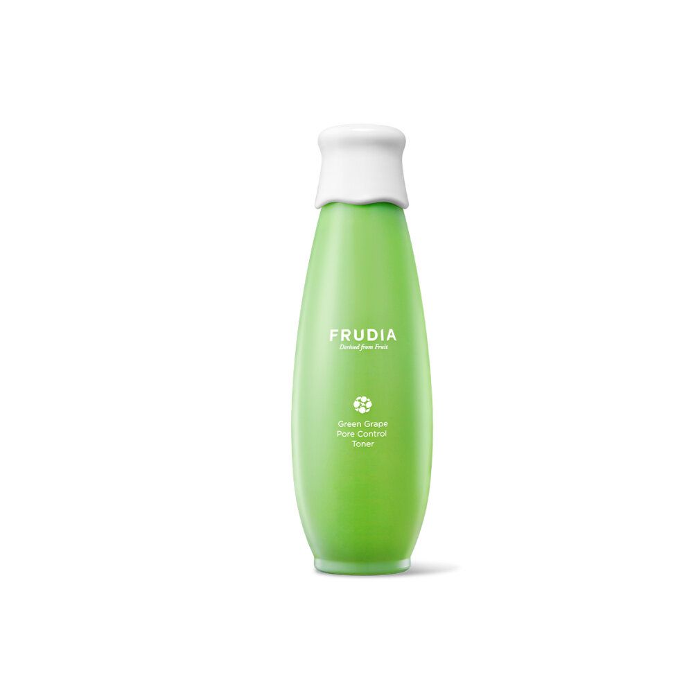 Groene fles met witte dop, FRUDIA Green Grape Pore Control Toner.