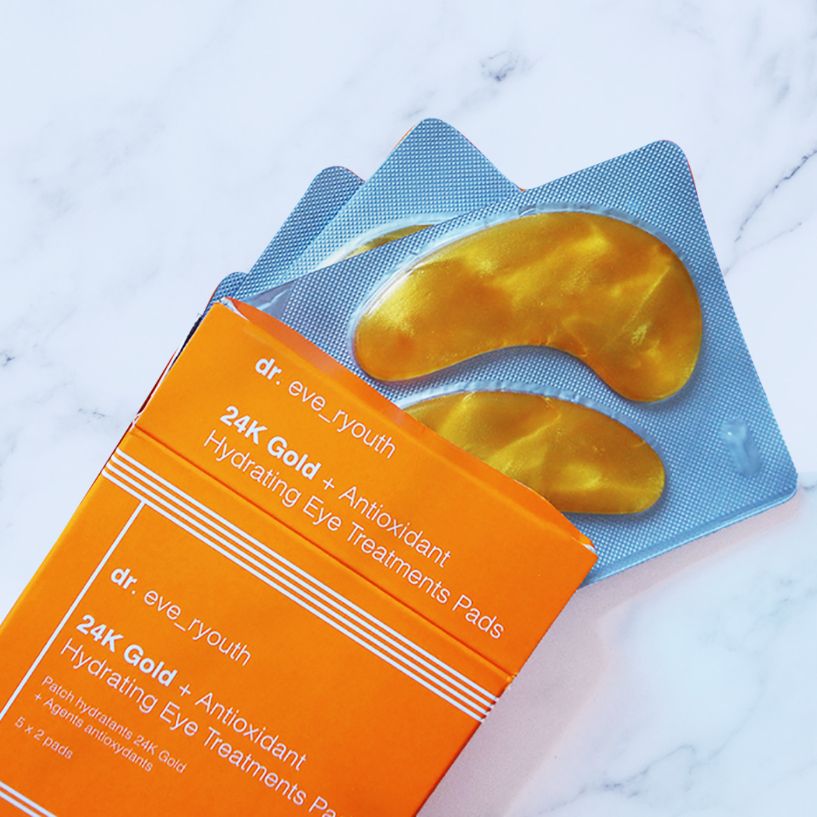 Dr. Eve_Ryouth 24K Goud + Antioxidant Hydraterende Oogpads in doos en blister.