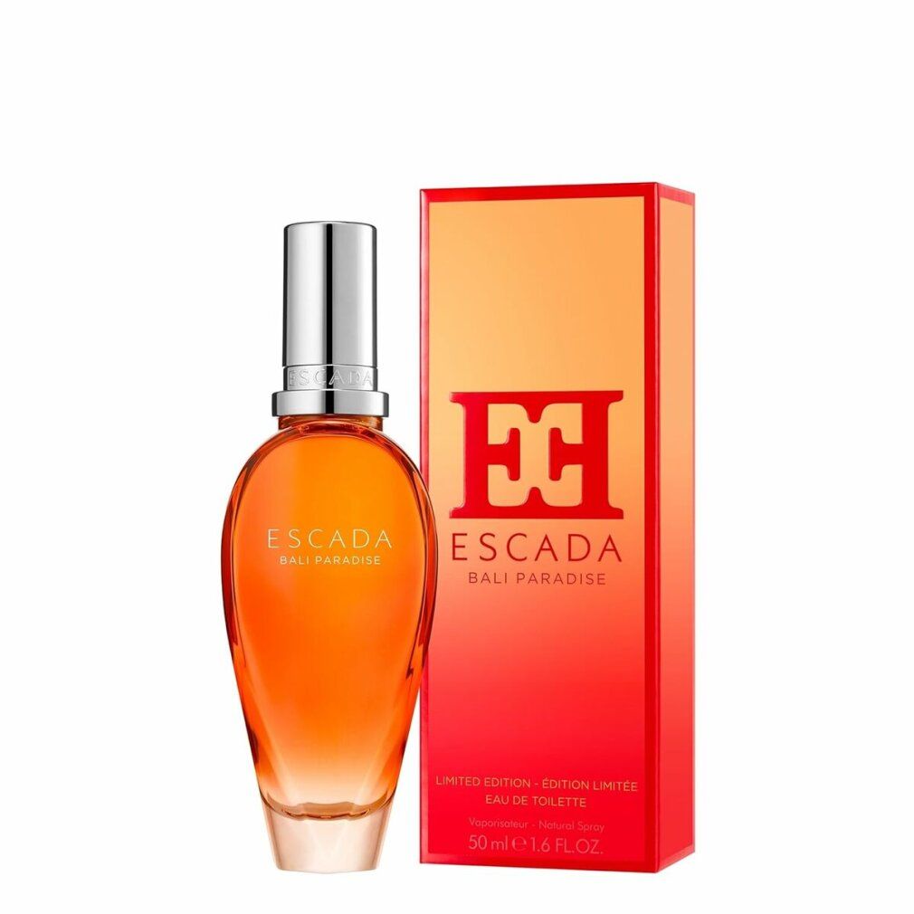 Escada Bali Paradise Eau de Toilette Spray. Flacon et emballage. Parfum orangé. Édition limitée.
