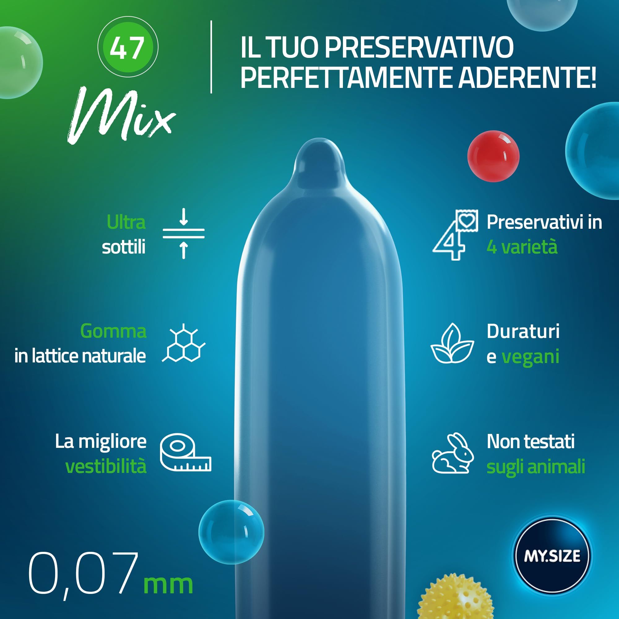 Préservatif My.Size bleu, 0,07mm fin, en latex naturel, 4 gammes.