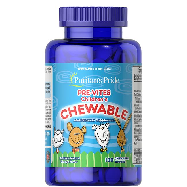 Puritan's Pride Pre-Vites Kauwbare Multivitaminen voor Kinderen, 100 stuks.