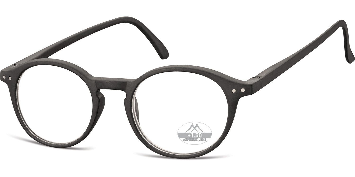Lunettes rondes noires. Marquage sur le verre droit.