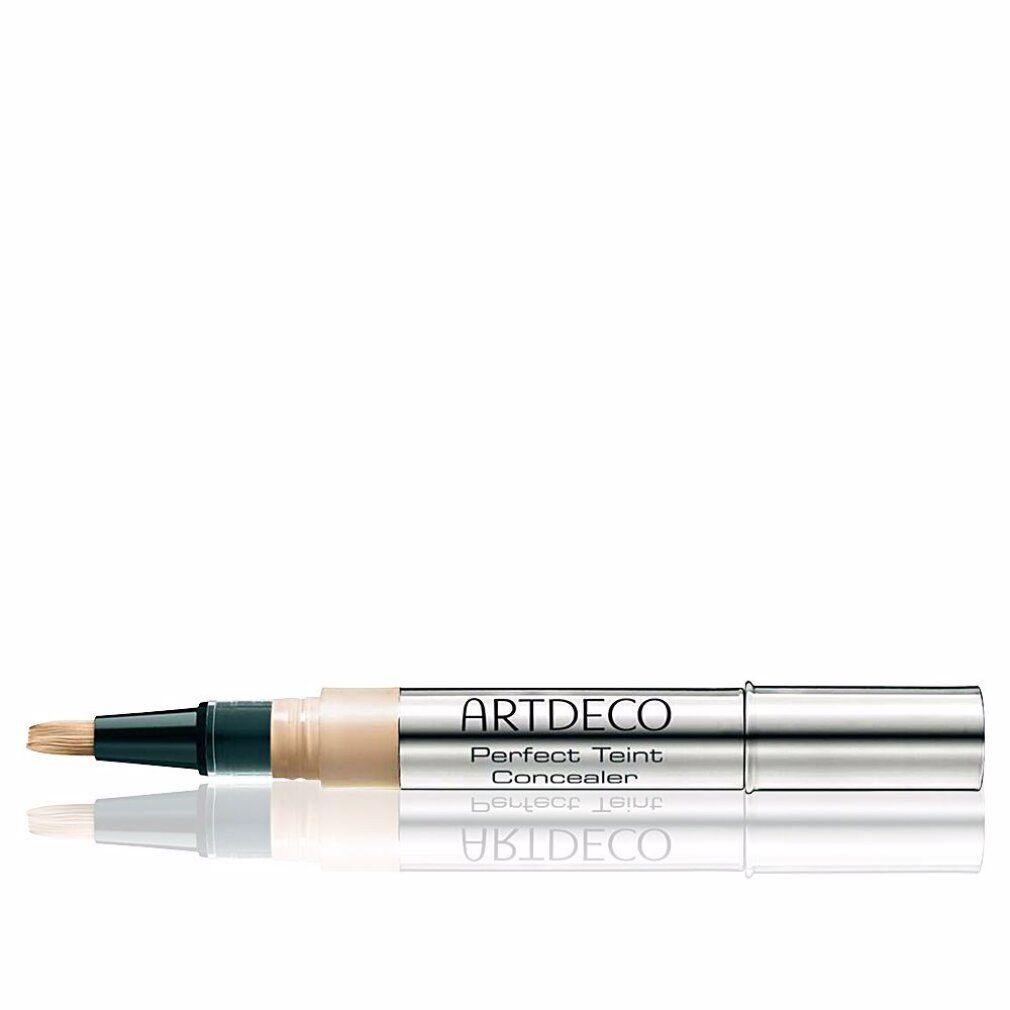 Correcteur Artdeco Perfect Teint. Stylo argenté avec applicateur noir. Vue horizontale. Nom du produit et marque clairement visibles.