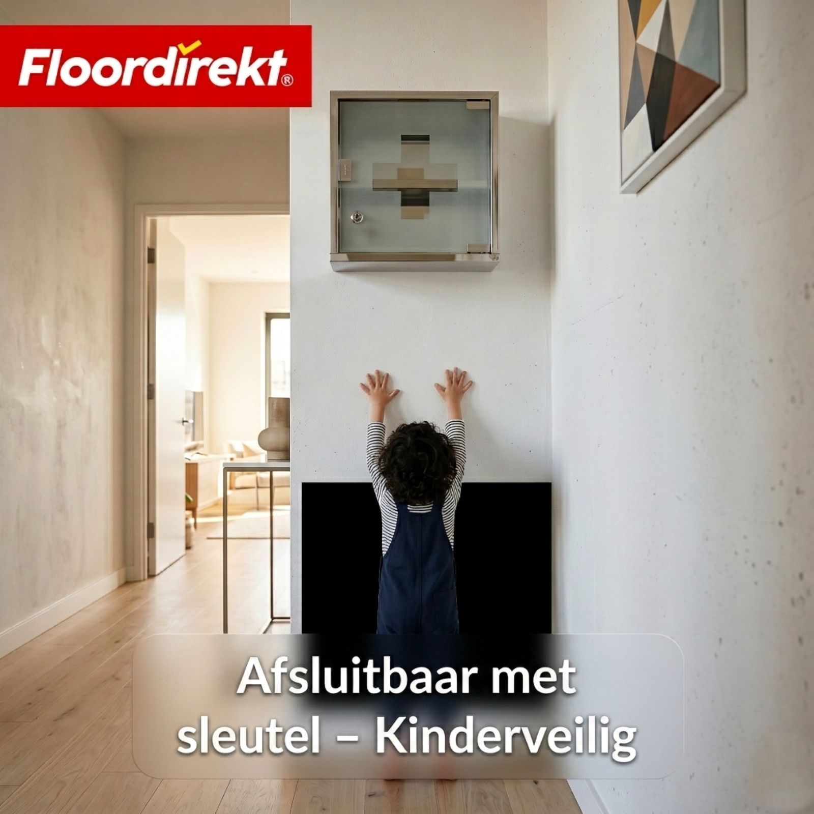 KARAT Medicijnkast Allen - Afsluitbare medicijnkast glazen deur zilver 30 x 30 cm 2 vakken