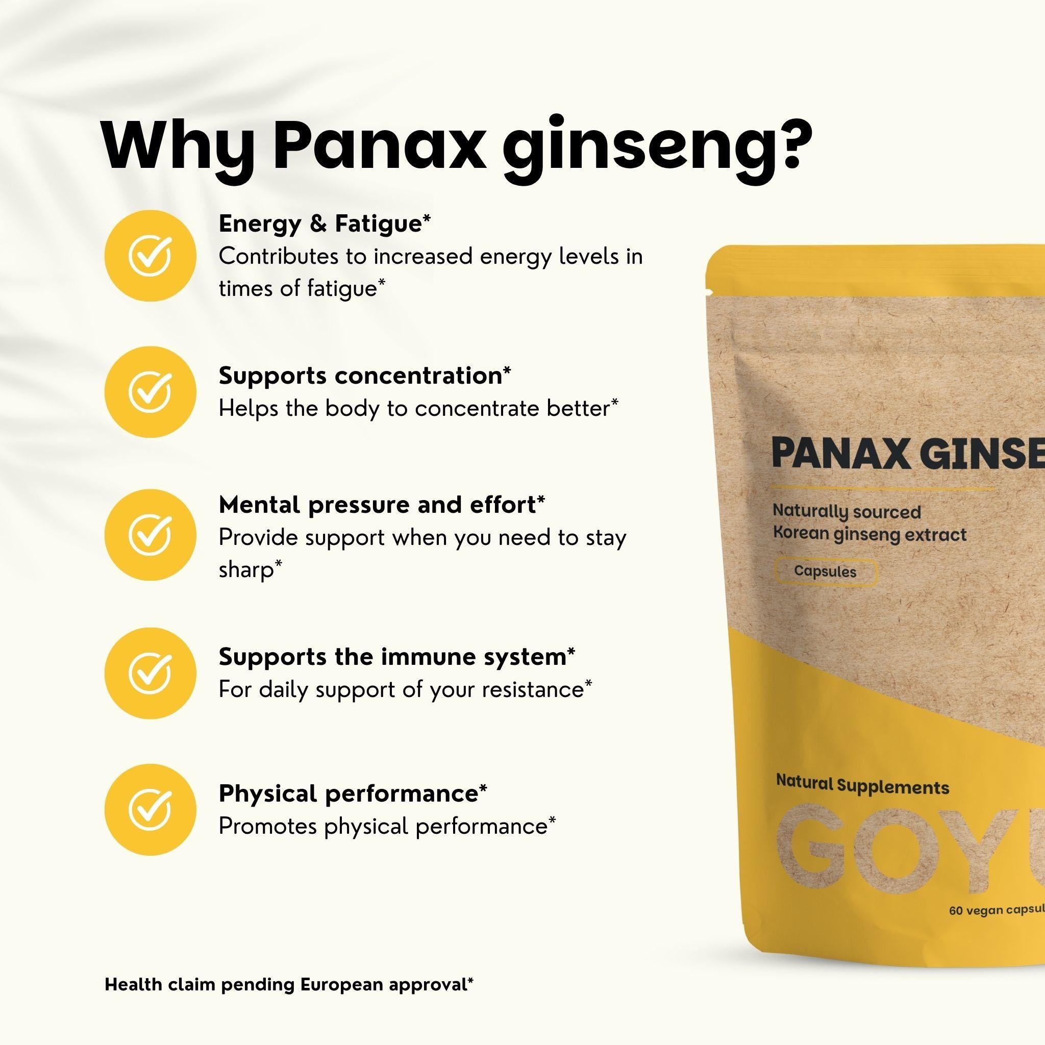 Capsules de Panax Ginseng : Énergie, concentration, système immunitaire, performance. Pour un usage quotidien.