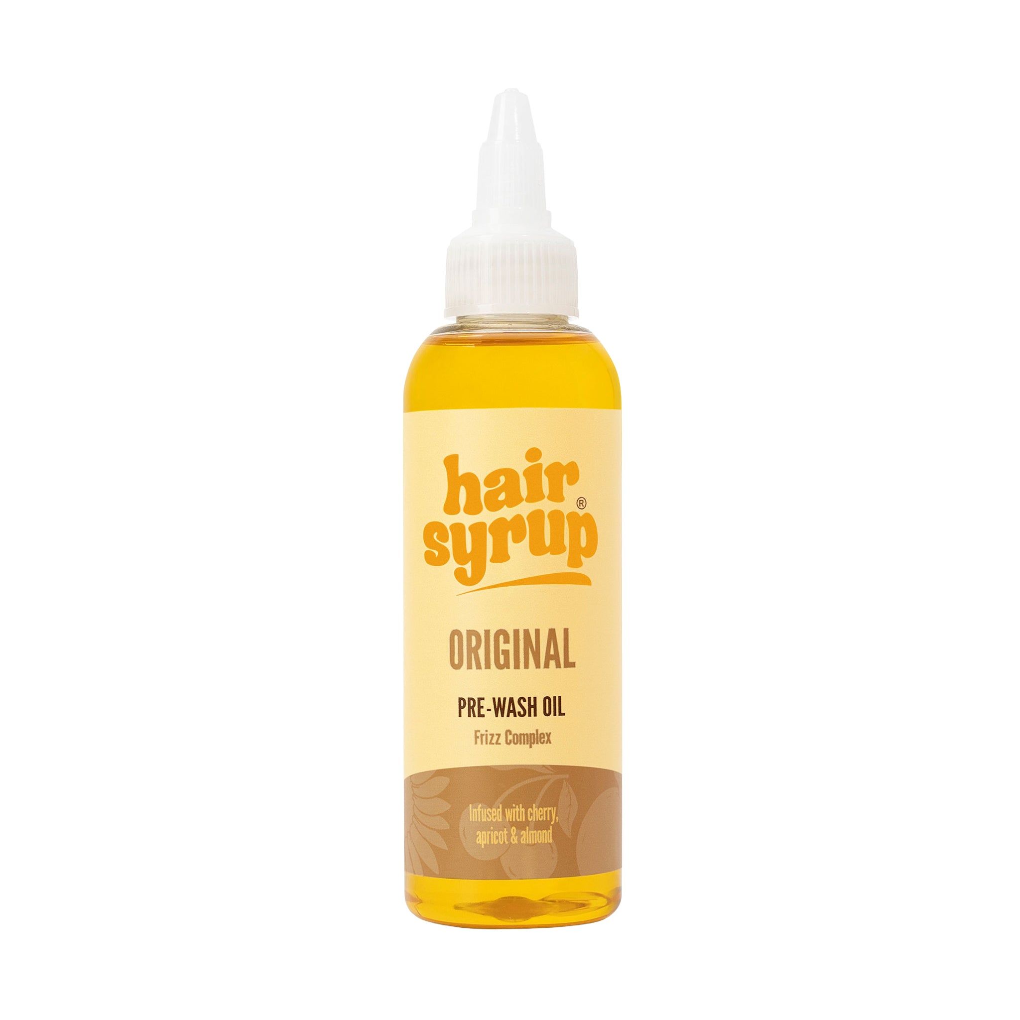 Hair Syrup The Original fles met witte spraykop. Productlabel met tekst.