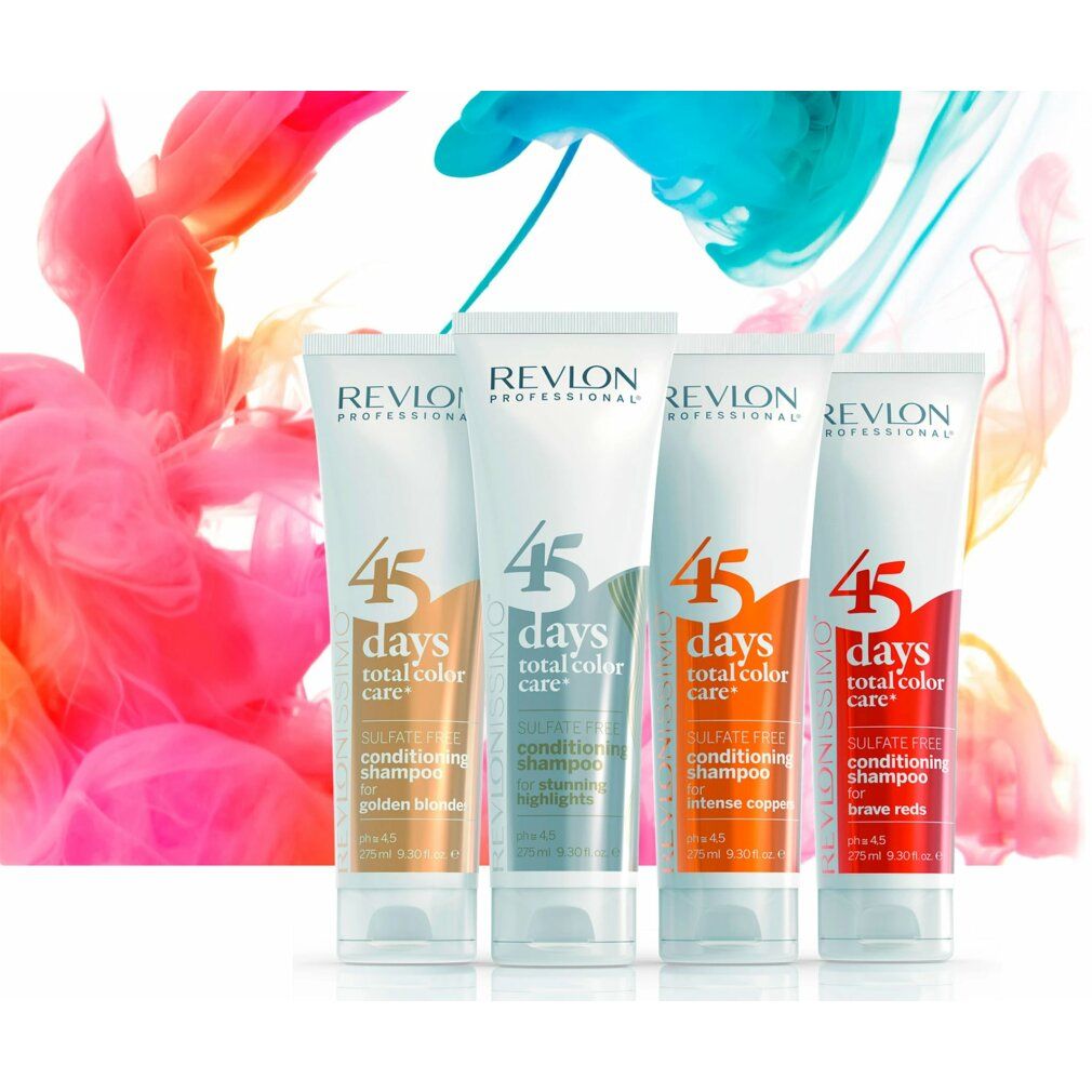Quatre tubes avec le nom du produit et l'inscription '45 days total color care' de différentes couleurs.
