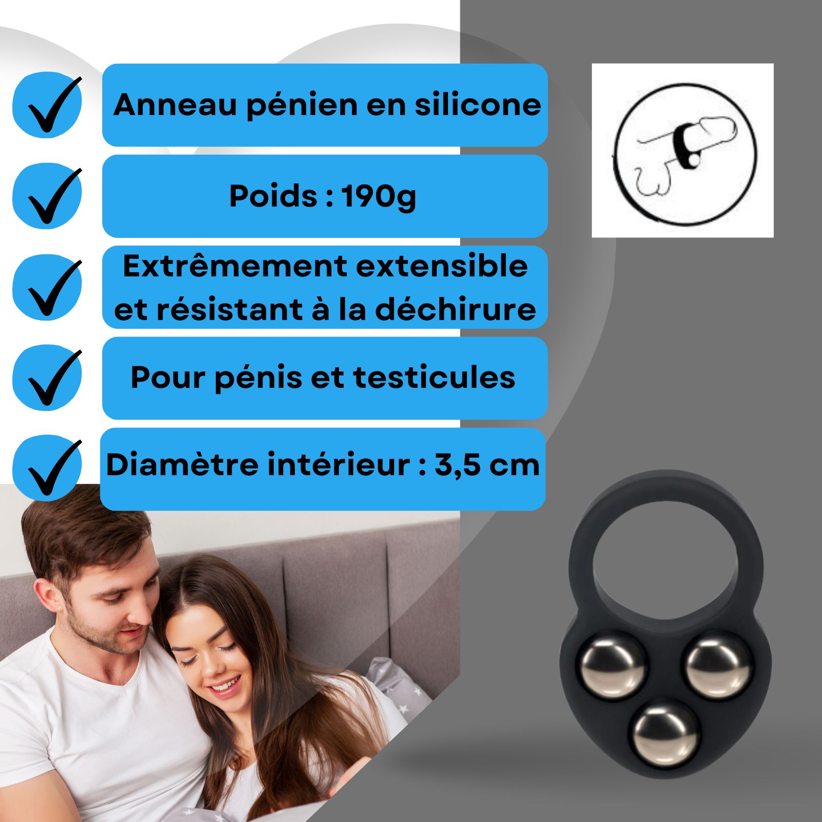Lovelyness - Anneau pénien avec poids - Heavy - L