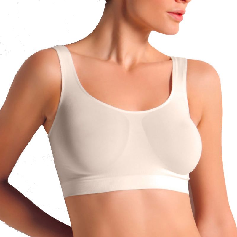 Soutien-gorge de grossesse sans couture, couleur poudre. Bretelles larges, bonnets sans couture.