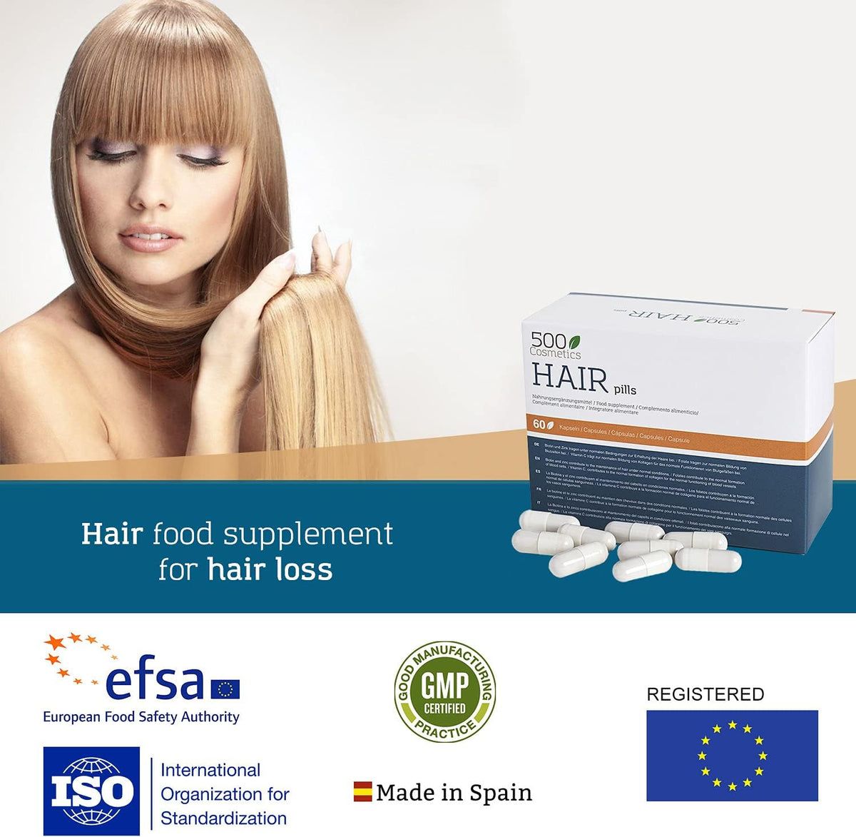 500Cosmetics comprimés Hair contre la chute des cheveux